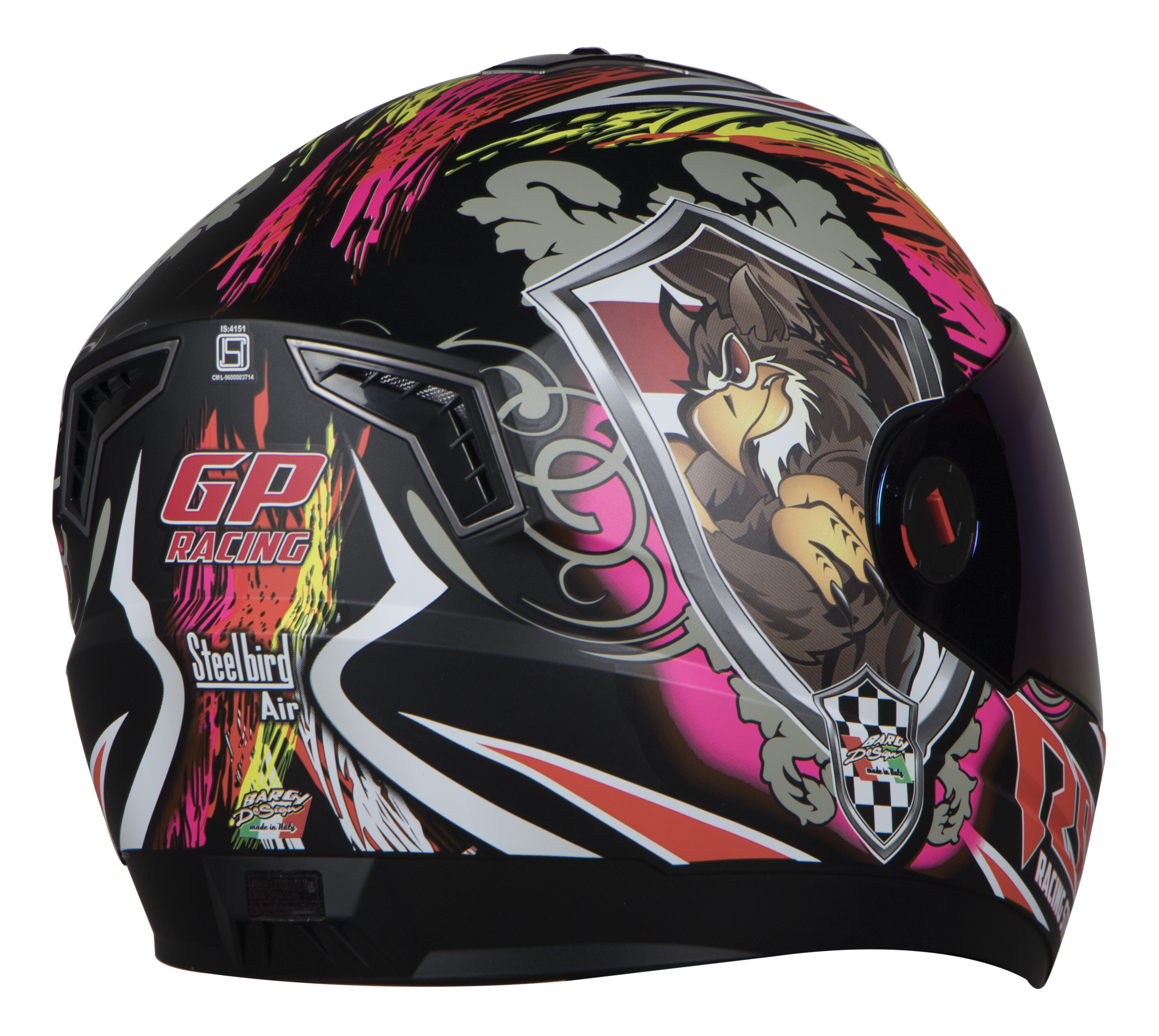 SBA-1 Griffon Glossy Black With Red ( Fitted With Clear Visor Extra Blue Chrome Visor Free)