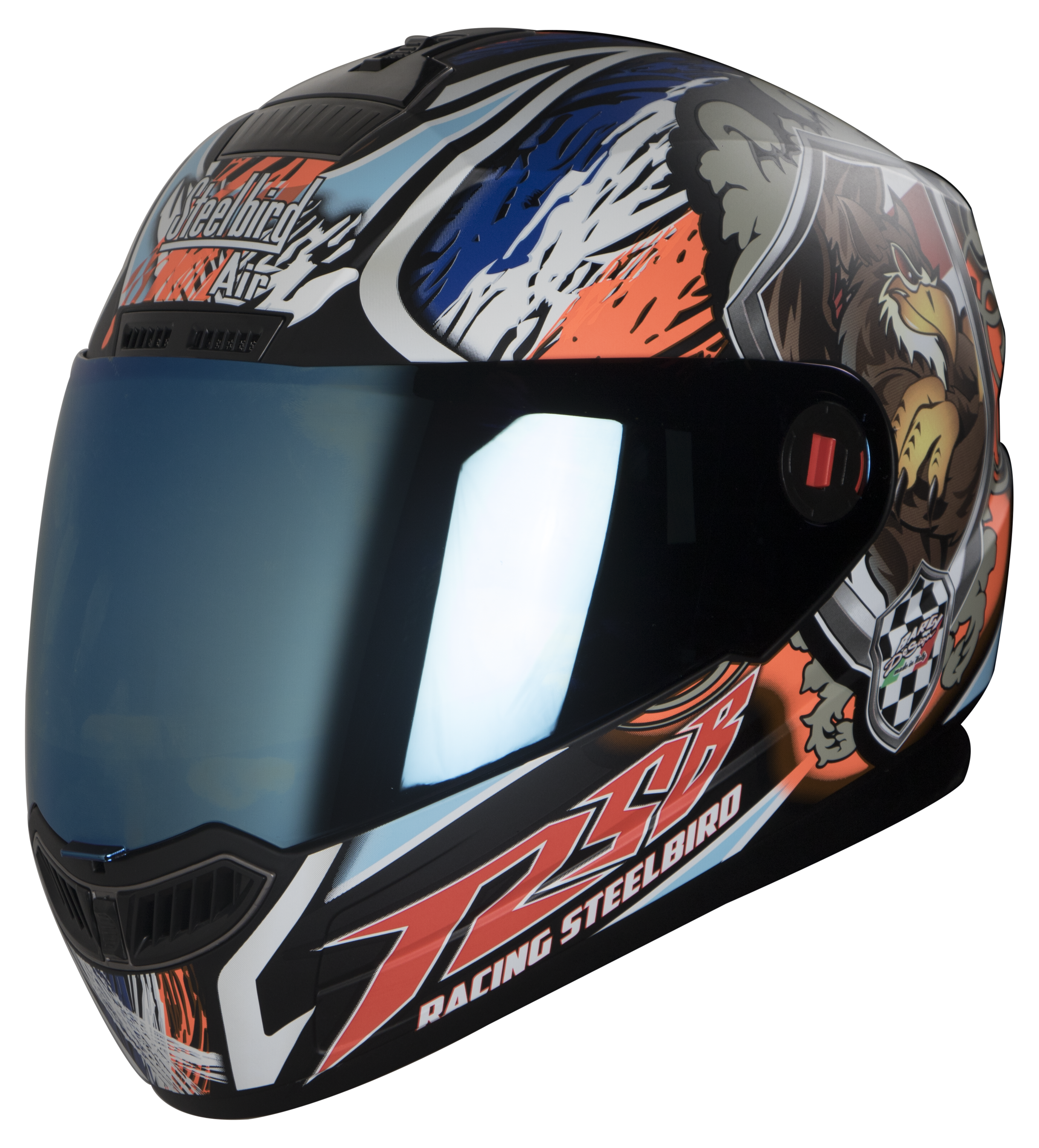 SBA-1 Griffon Glossy Black with Orange ( Fitted With Clear Visor Extra Blue Chrome Visor Free)