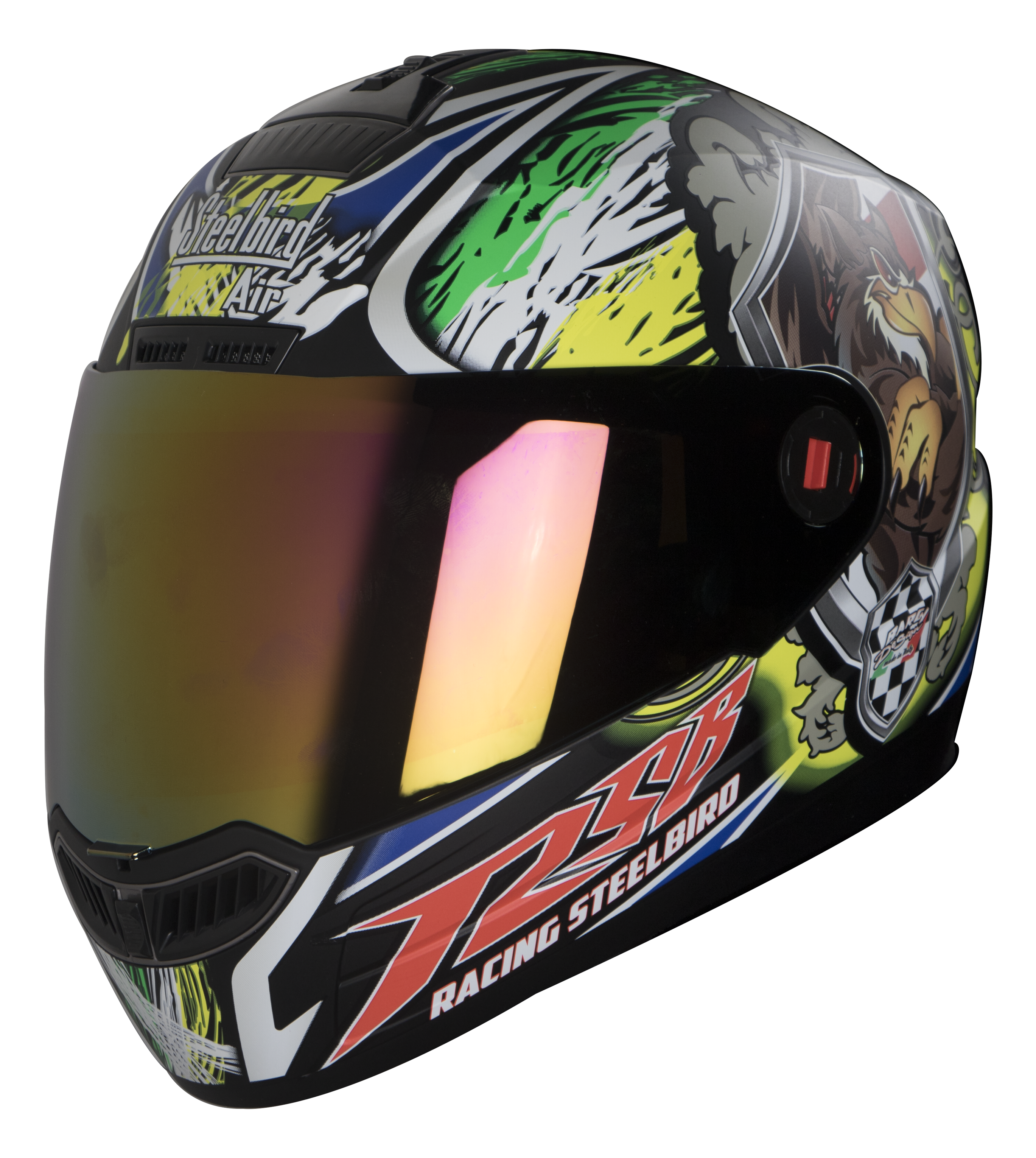 SBA-1 Griffon Glossy Black With Yellow ( Fitted With Clear Visor Extra Gold Chrome Visor Free)