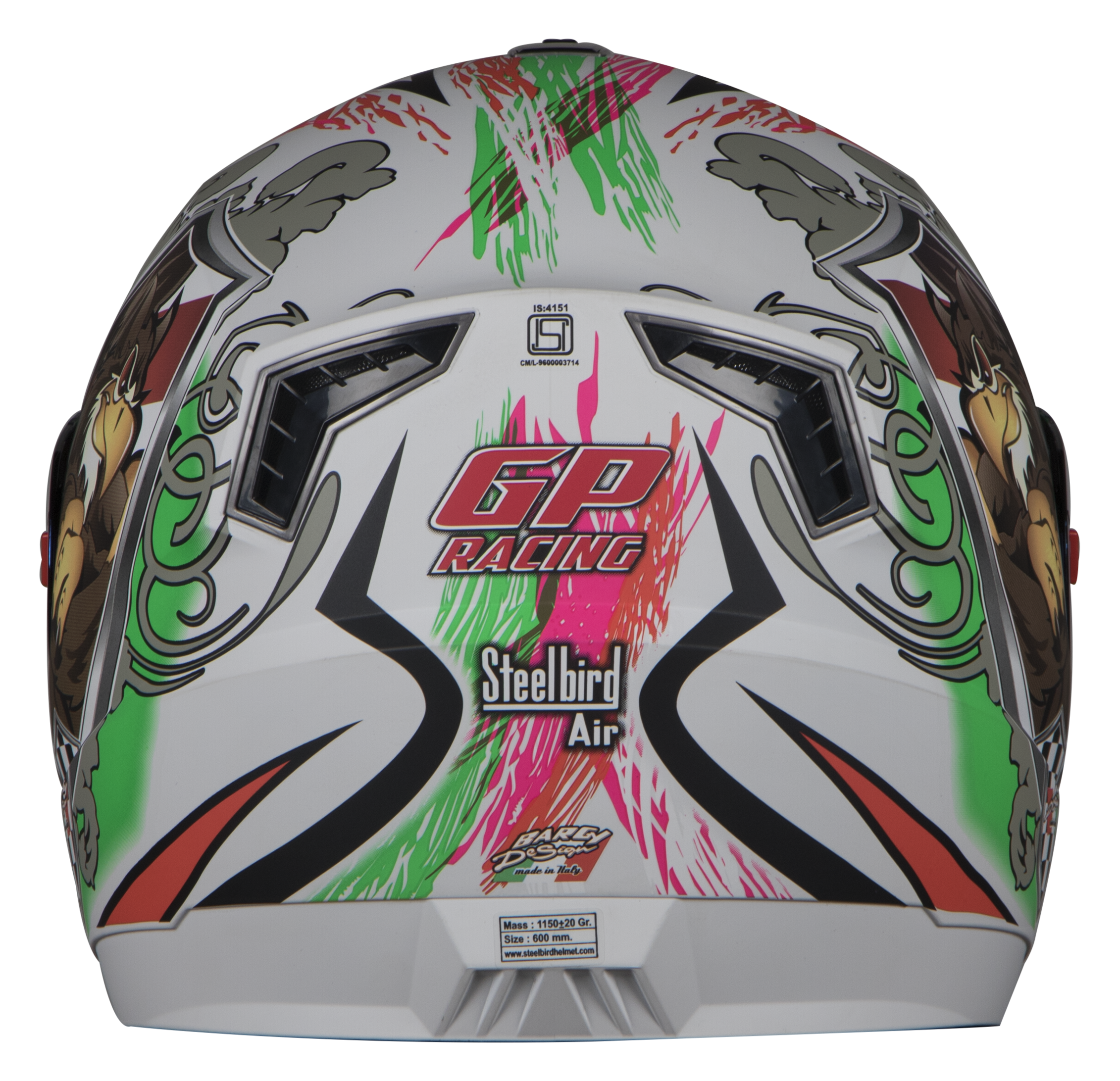 SBA-1 Griffon Mat White With Green ( Fitted With Clear Visor Extra Blue Chrome Visor Free)
