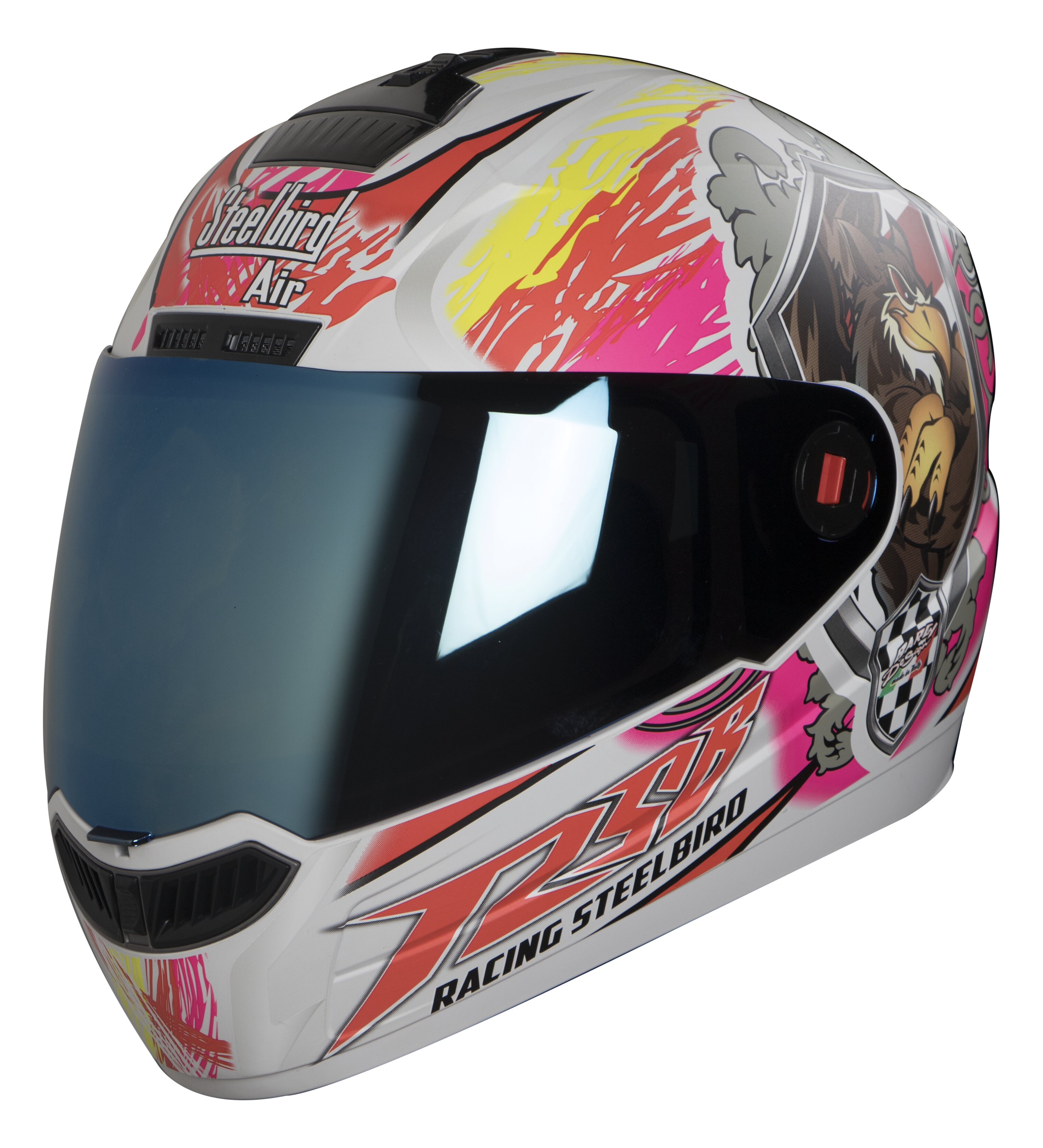 SBA-1 Griffon Mat White With Orange ( Fitted With Clear Visor Extra Blue Chrome Visor Free)