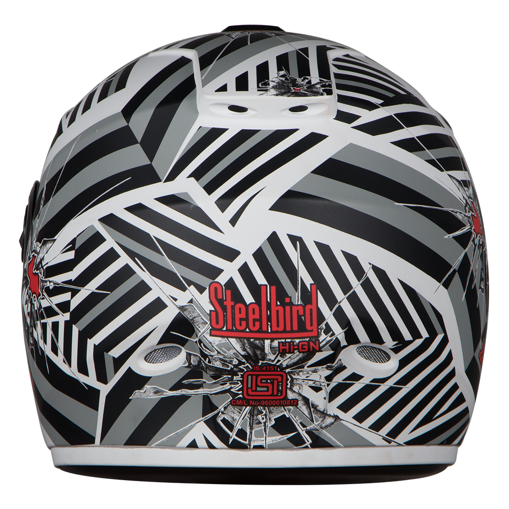 SBH-11 Vision Zebra White With Grey( Fitted With Clear Visor Extra Smoke Visor Free)