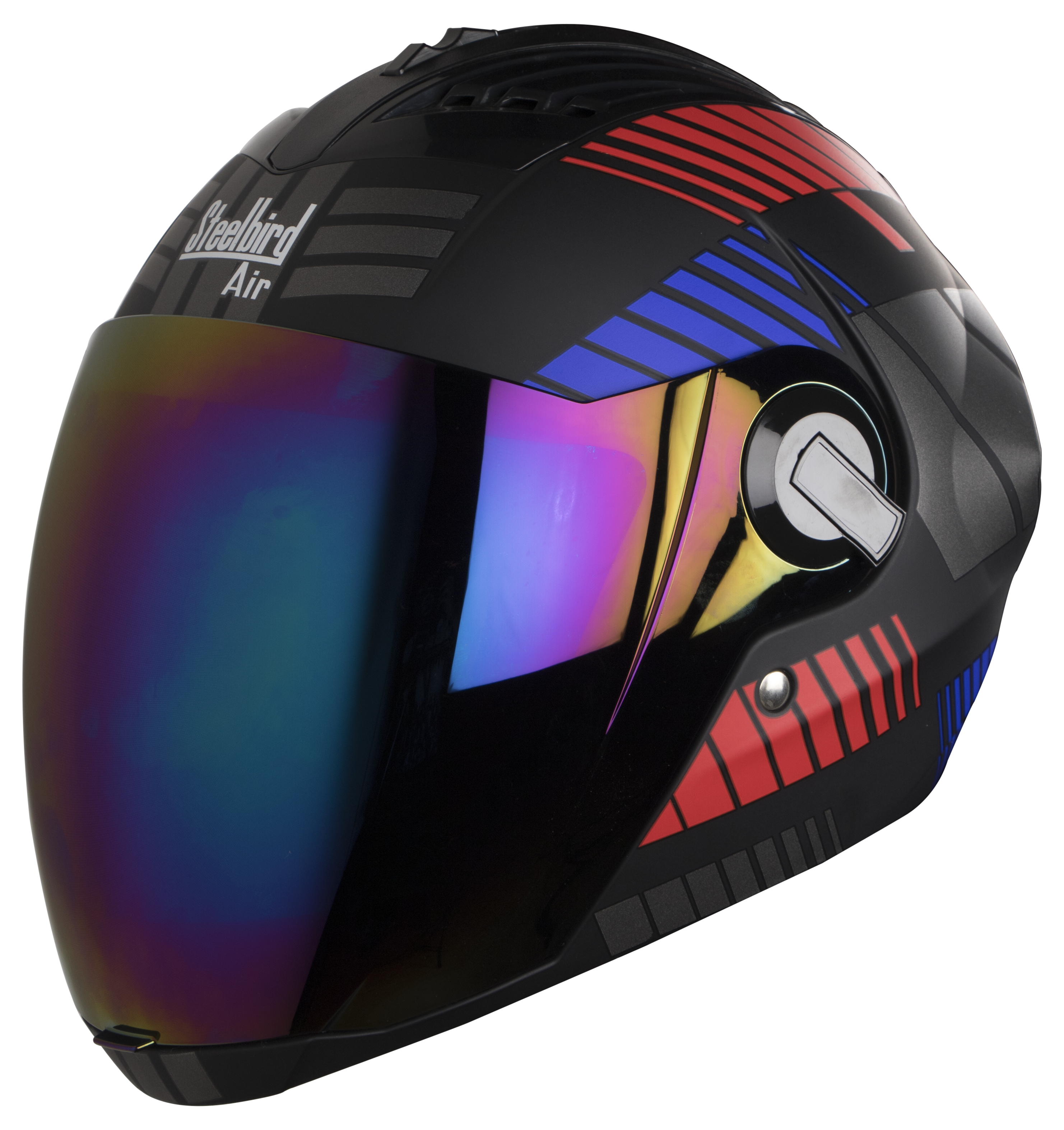 SBA-2 Mat Robot Red With Blue( Fitted With Clear Visor Extra Rainbow Chrome Visor Free)