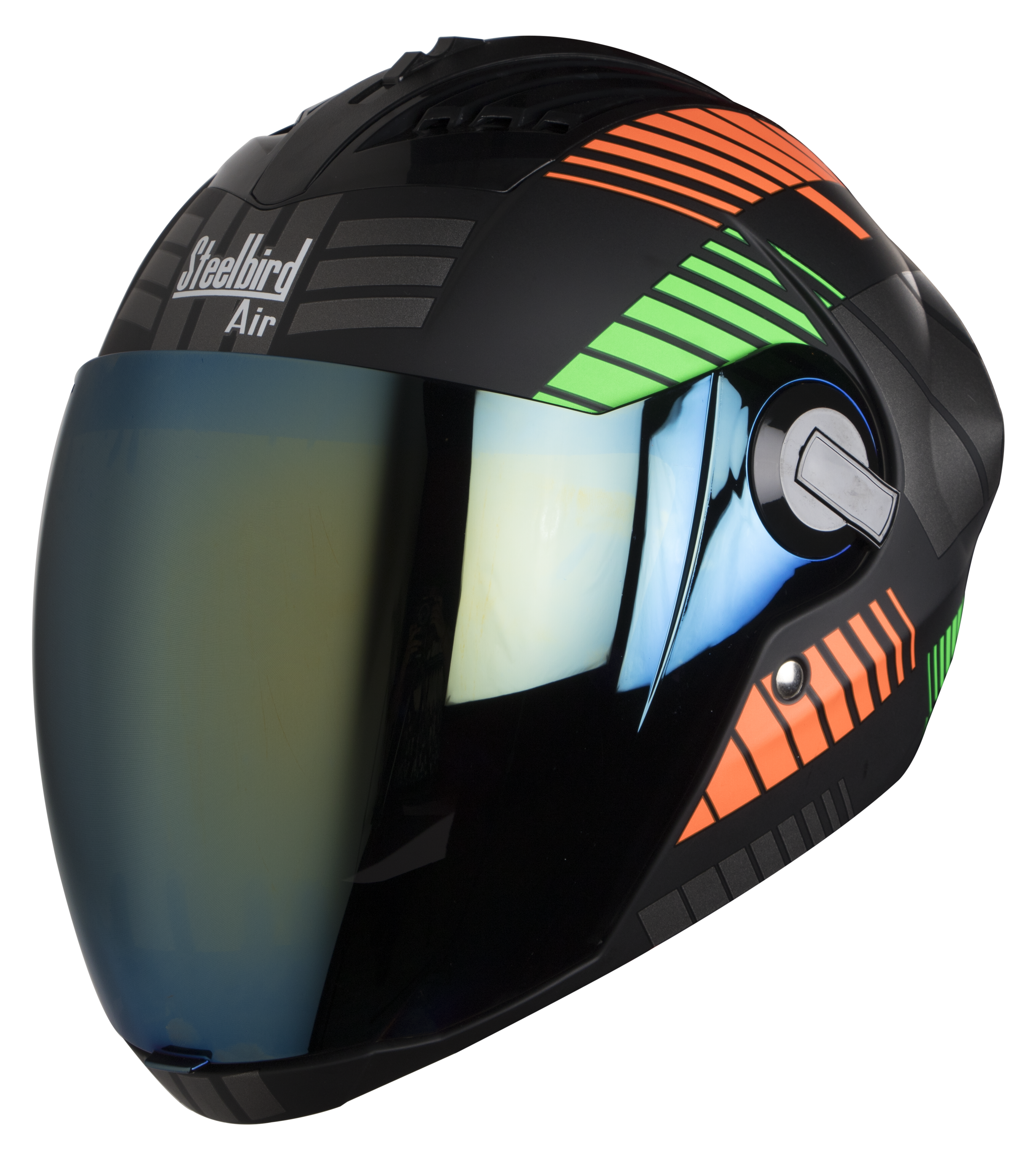 SBA-2 Mat Robot Orange With Green ( Fitted With Clear Visor Extra Gold Chrome Visor Free)
