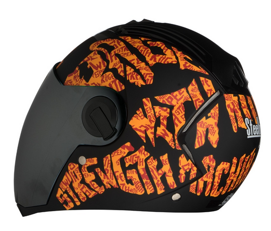 SBA-2 Strength Mat Black With Orange ( Fitted With Clear Visor  Extra Silver Chrome Visor Free)