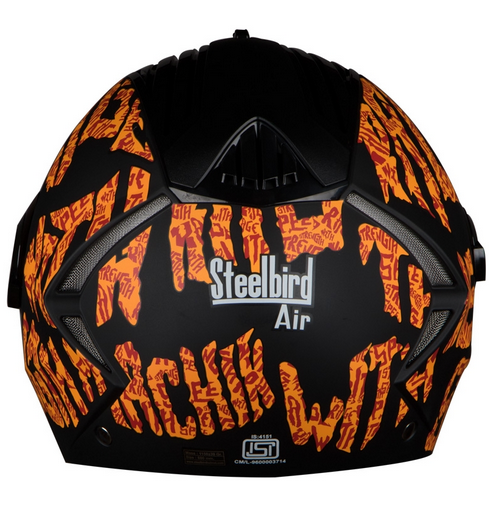 SBA-2 Strength Mat Black With Orange ( Fitted With Clear Visor  Extra Silver Chrome Visor Free)