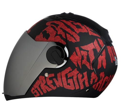 SBA-2 Strength Mat Black With Red ( Fitted With Clear Visor  Extra Silver Chrome Visor Free)