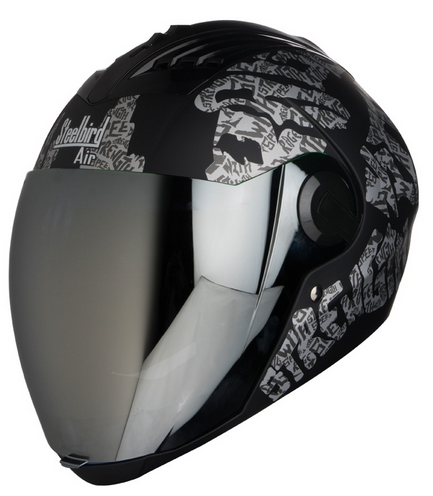 SBA-2 Strength Mat Black with Silver ( Fitted With Clear Visor  Extra Silver Chrome Visor Free)