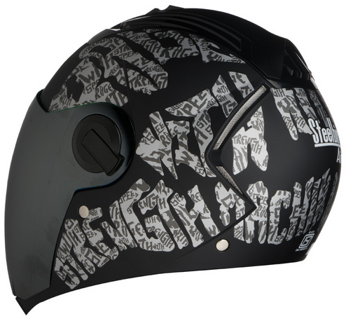 SBA-2 Strength Mat Black With Silver ( Fitted With Clear Visor  Extra Silver Chrome Visor Free)
