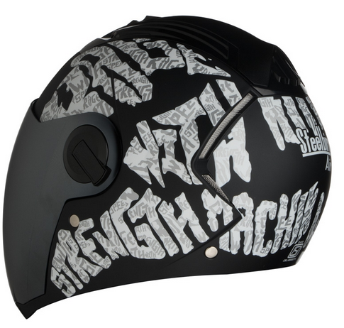 SBA-2 Strength Mat  Black With White ( Fitted With Clear Visor  Extra Silver Chrome Visor Free)