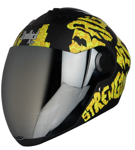 SBA-2 Strength Mat Black With Yellow ( Fitted With Clear Visor Extra Silver Chrome Visor Free)