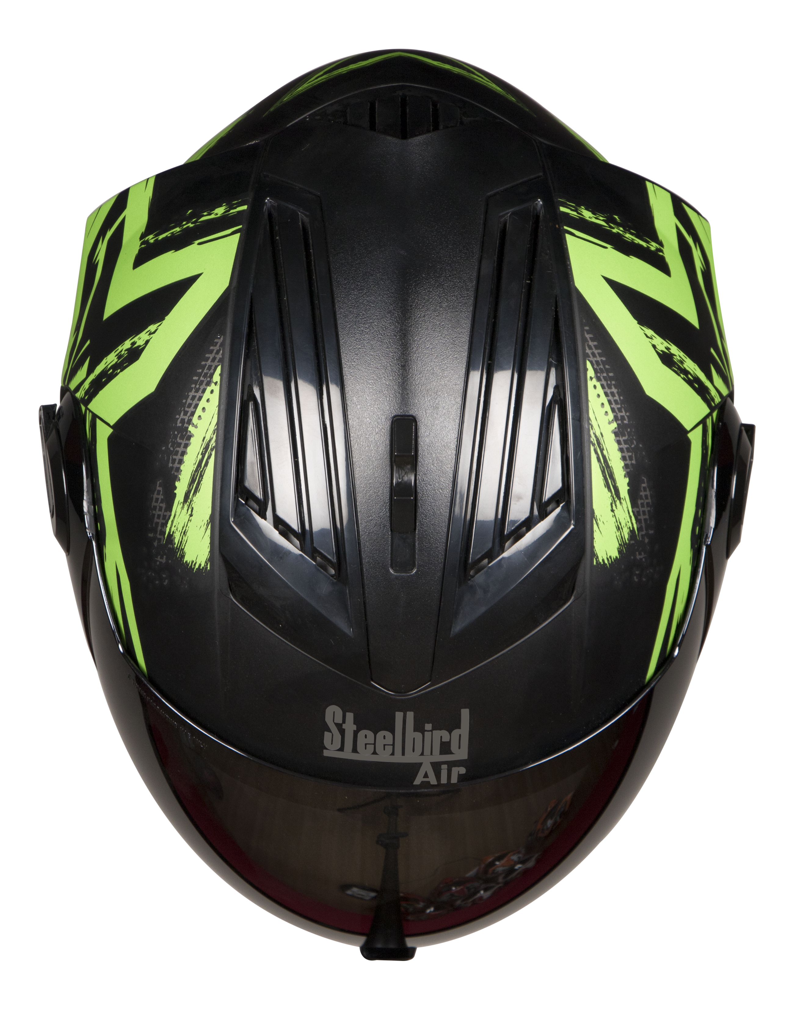 SBA-3 Excel Mat Black With Green ( Fitted With Clear Visor  Extra Silver Chrome Visor Free)