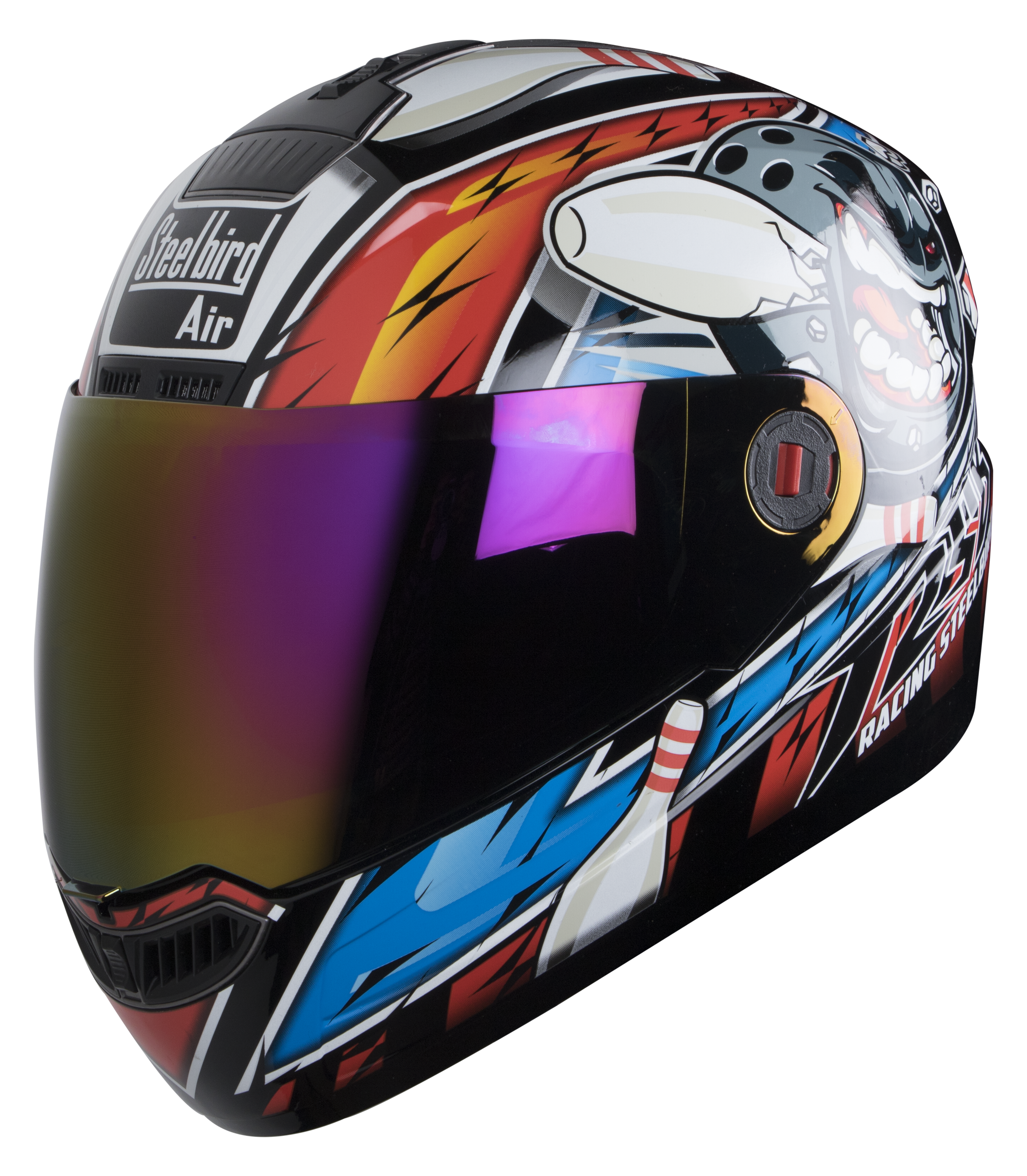 SBA-1 Pin Mat Black With Blue ( Fitted With Clear Visor  Extra Rainbow Chrome Visor Free)