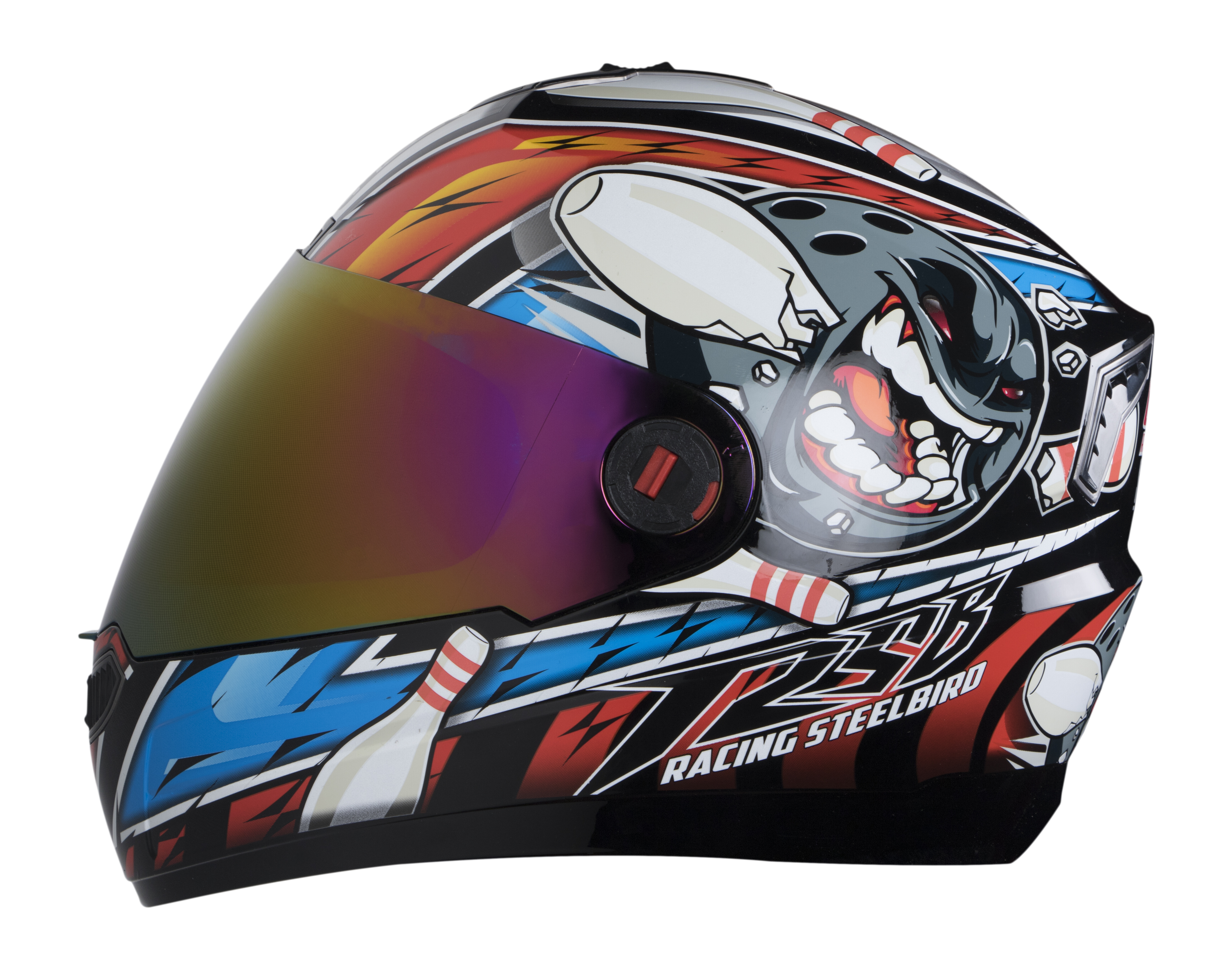 SBA-1 Pin Mat Black With Blue ( Fitted With Clear Visor  Extra Rainbow Chrome Visor Free)
