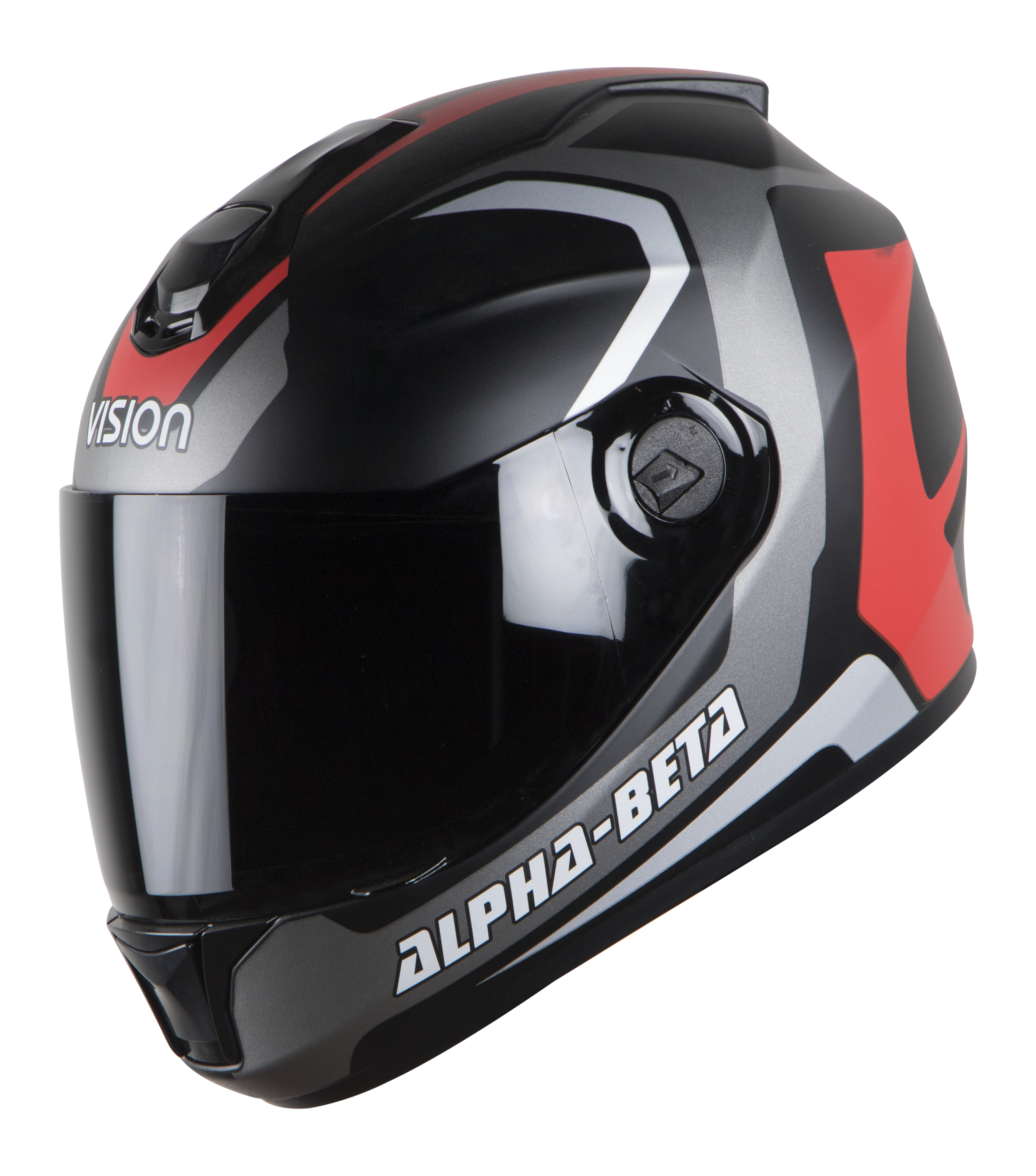 SBH-11 Alpha Beta Mat Grey Red ( Fitted With Clear Visor Extra Smoke Visor Free)