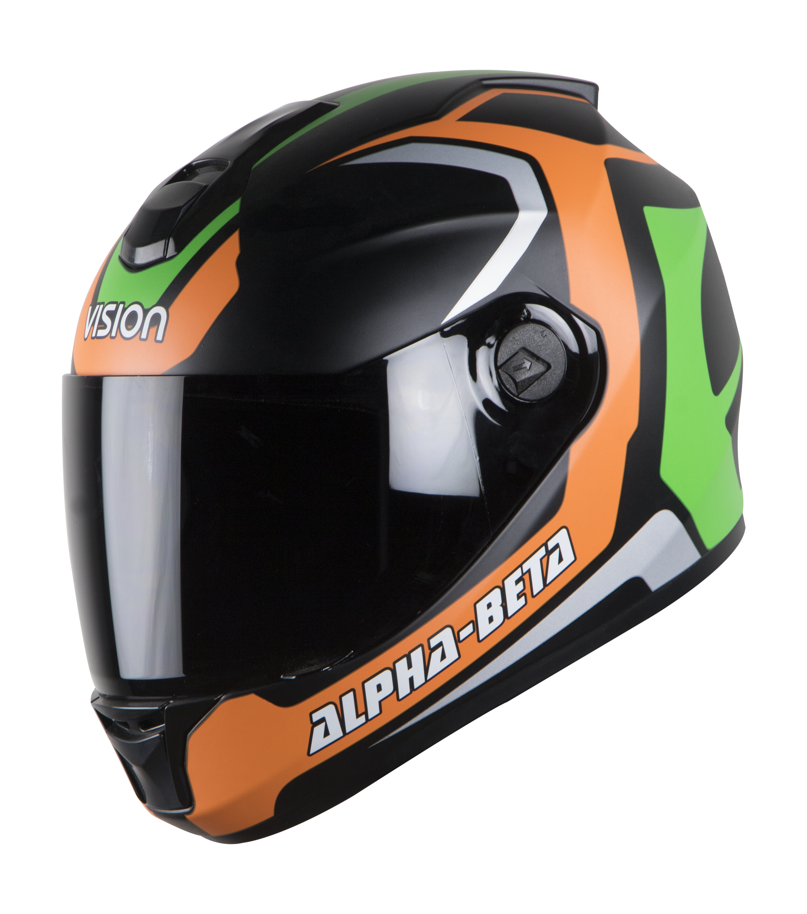 SBH-11 Alpha Beta Mat Orange Green ( Fitted With Clear Visor Extra Smoke Visor Free)