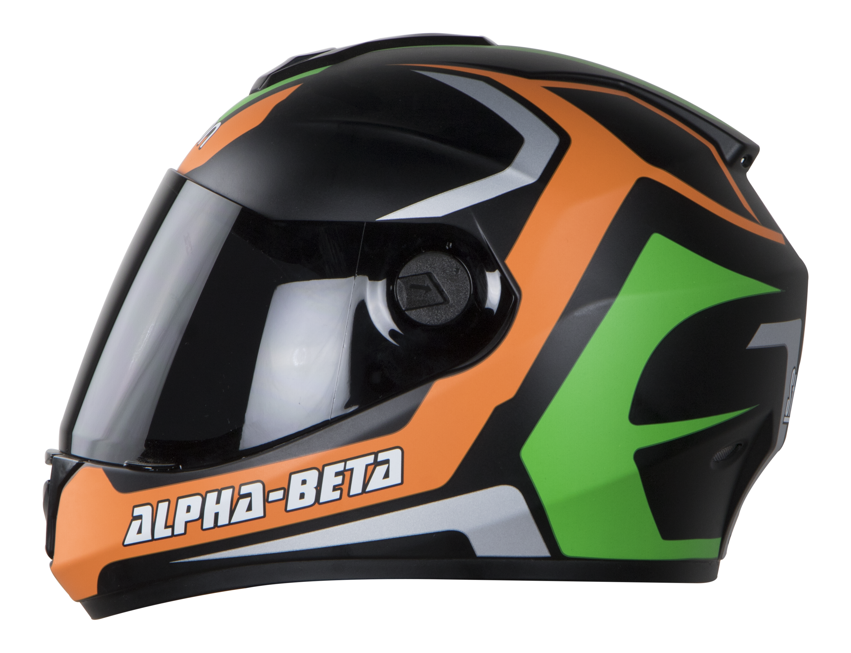 SBH-11 Alpha Beta Glossy Orange Green ( Fitted With Clear Visor Extra Smoke Visor Free)