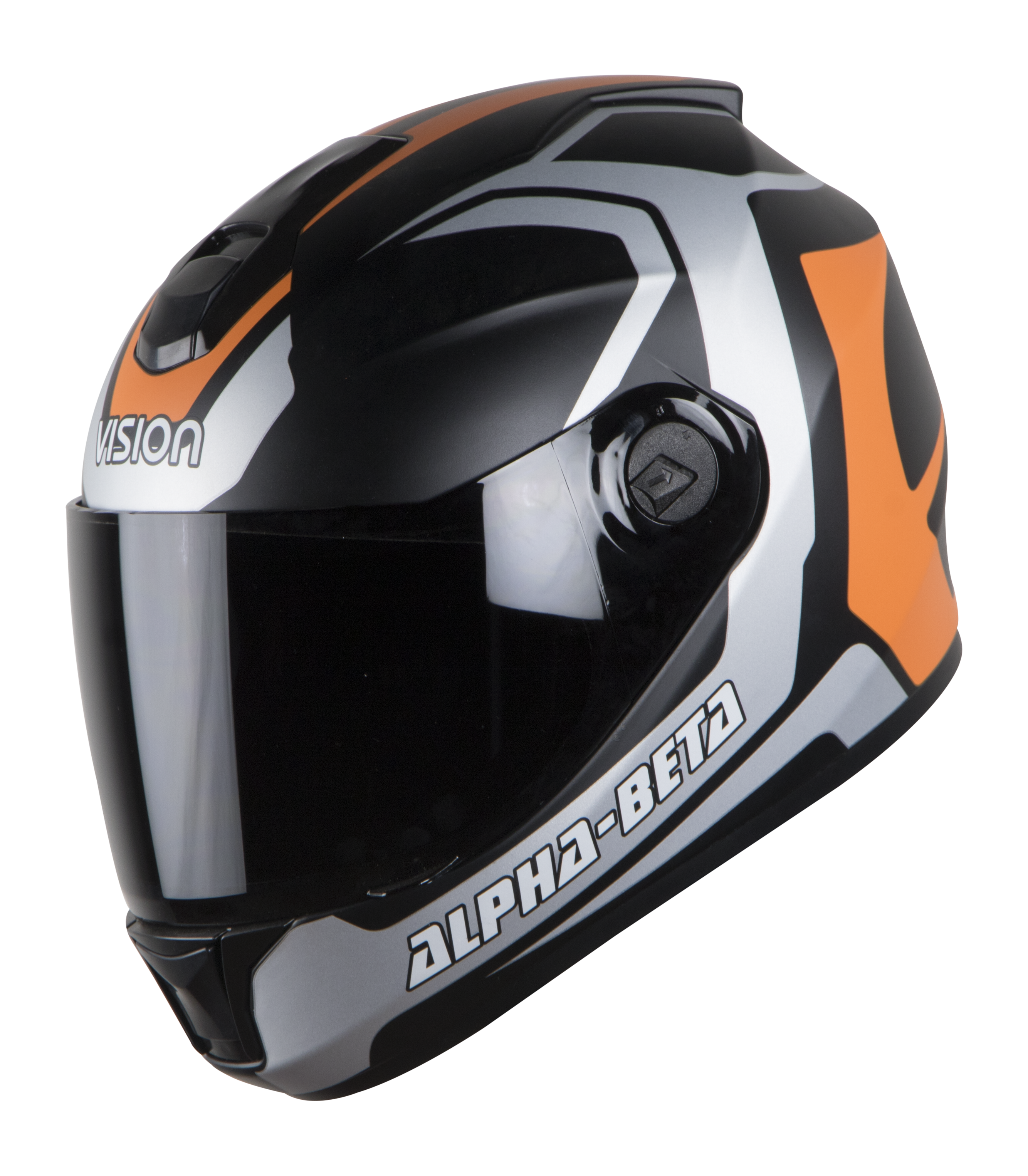 SBH-11 Alpha Beta Mat Silver Orange( Fitted With Clear Visor Extra Smoke Visor Free)