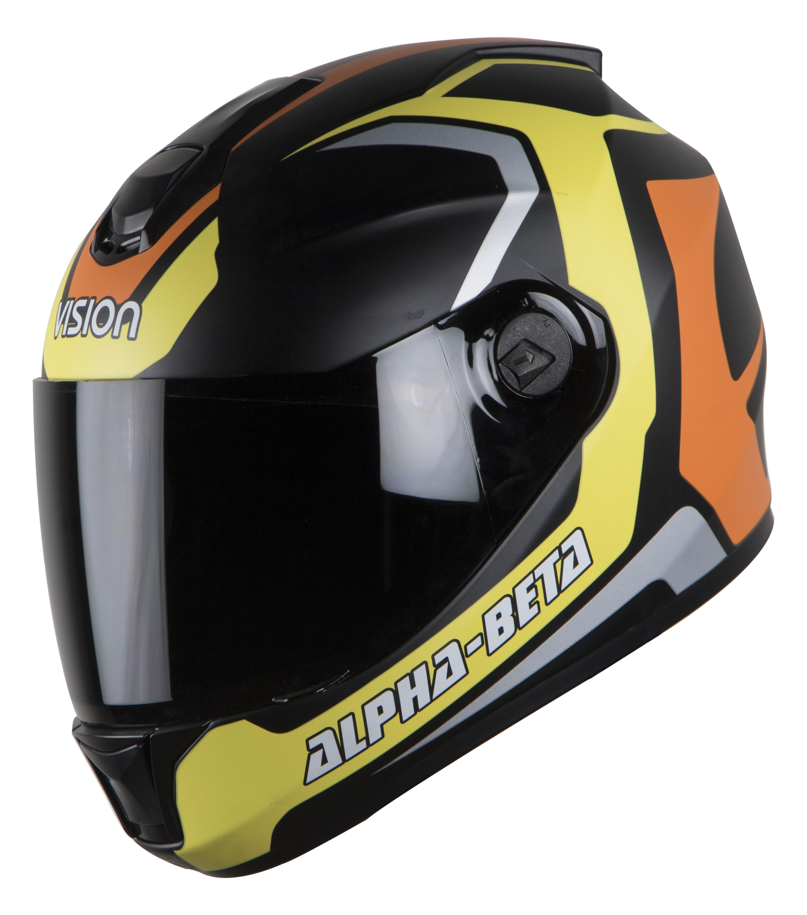 SBH-11 Alpha Beta Glossy Yellow Orange( Fitted With Clear Visor Extra Smoke Visor Free)