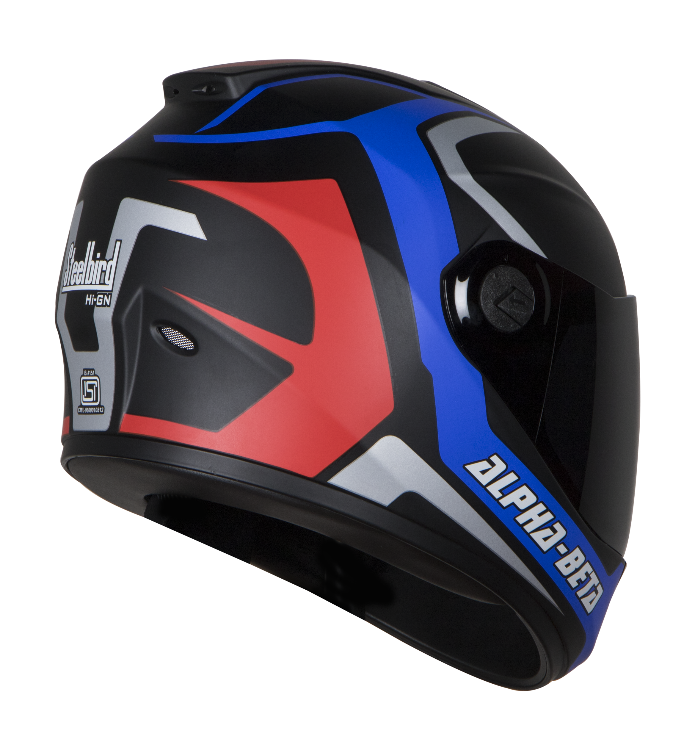 SBH-11 Alpha Beta Glossy Blue Red ( Fitted With Clear Visor Extra Smoke Visor Free)