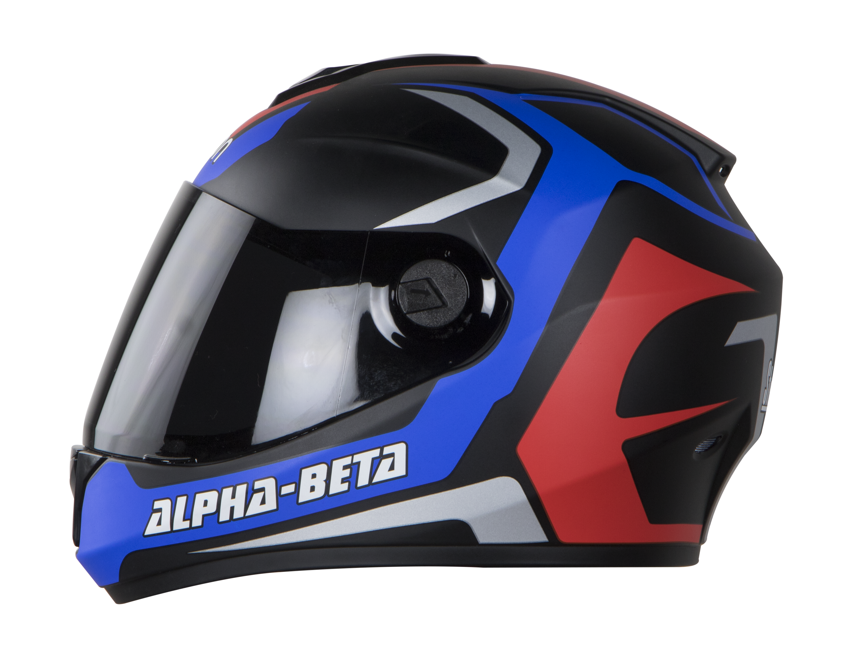 SBH-11 Alpha Beta Mat Blue Red( Fitted With Clear Visor Extra Smoke Visor Free)