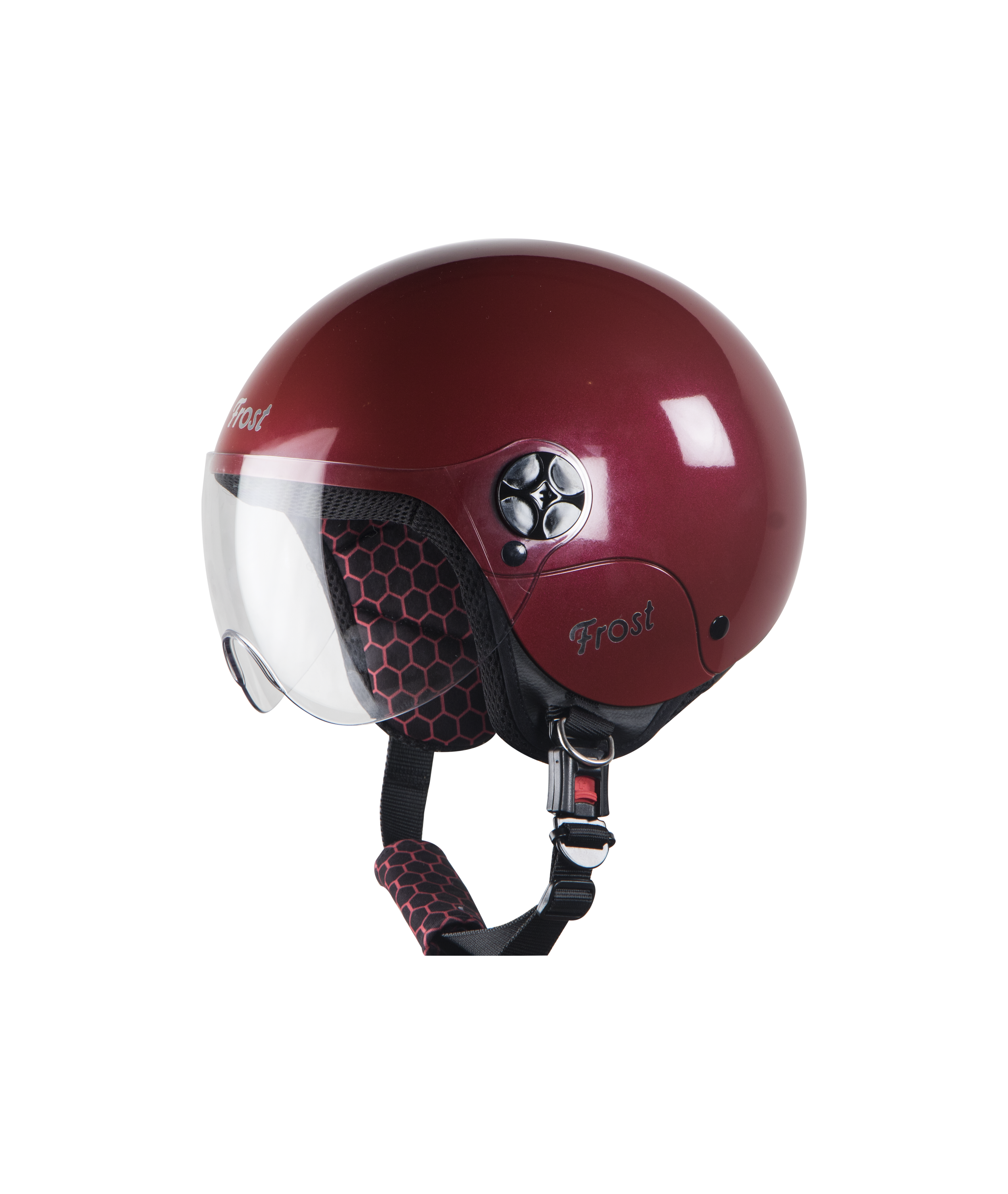 SBH-16 Frost Glossy Maroon (For Girls)( Fitted With Clear Visor Extra Smoke Visor Free)