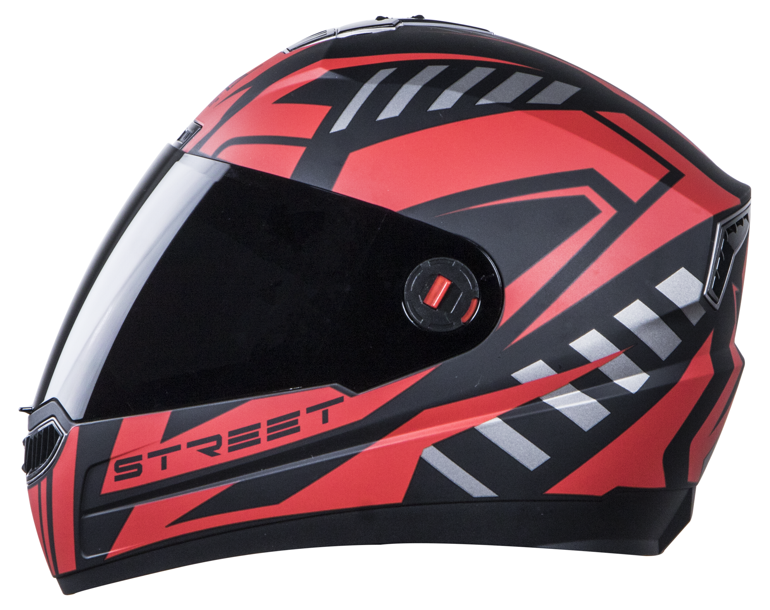  SBA-1  Street Mat Black With Red ( Fitted With Clear Visor  Extra Smoke Visor Free)