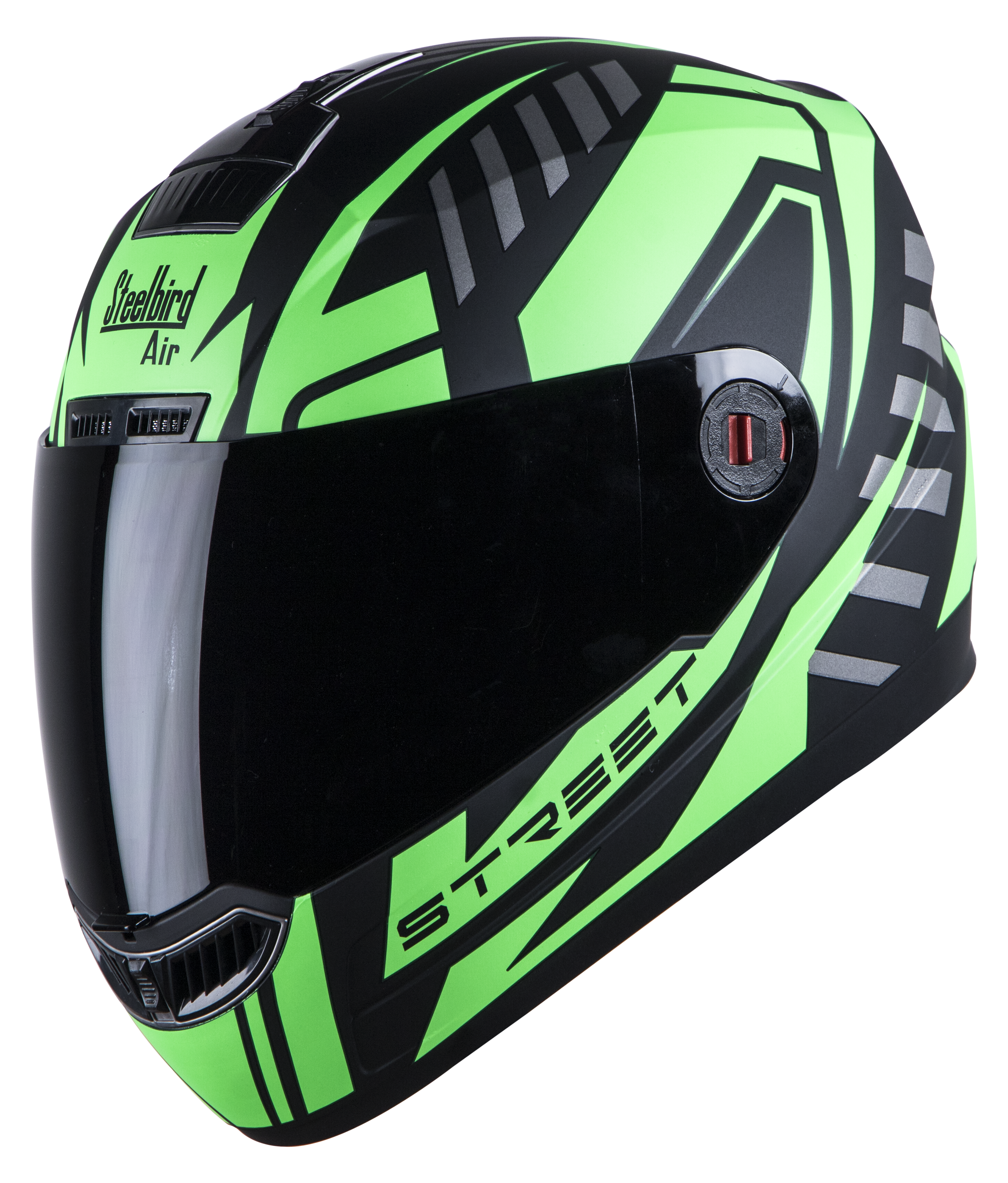 SBA-1  Street Mat Black With F.Green ( Fitted With Clear Visor  Extra Smoke Visor Free)