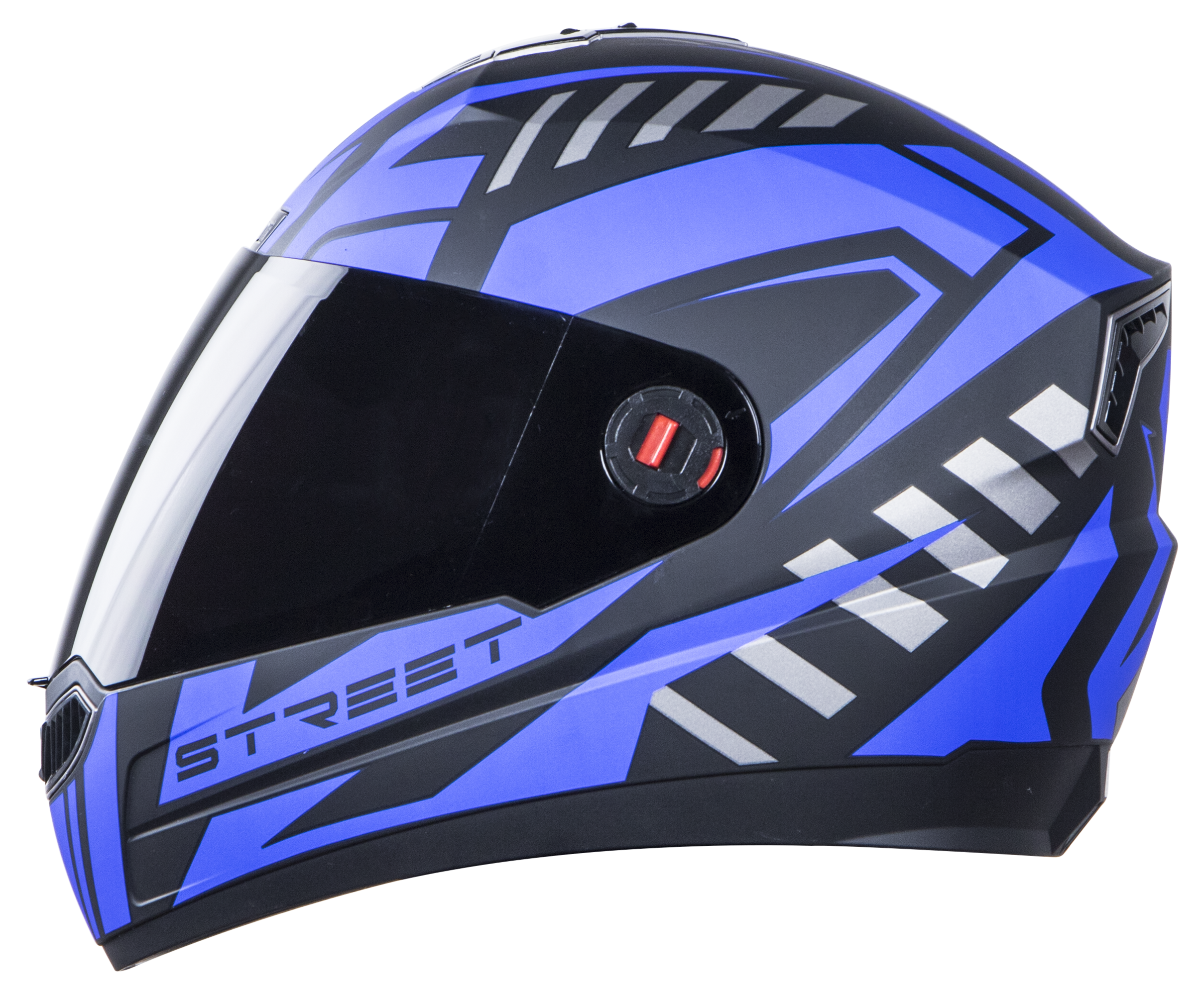SBA-1 Street Mat Black With  Blue ( Fitted With Clear Visor  Extra Smoke Visor Free)