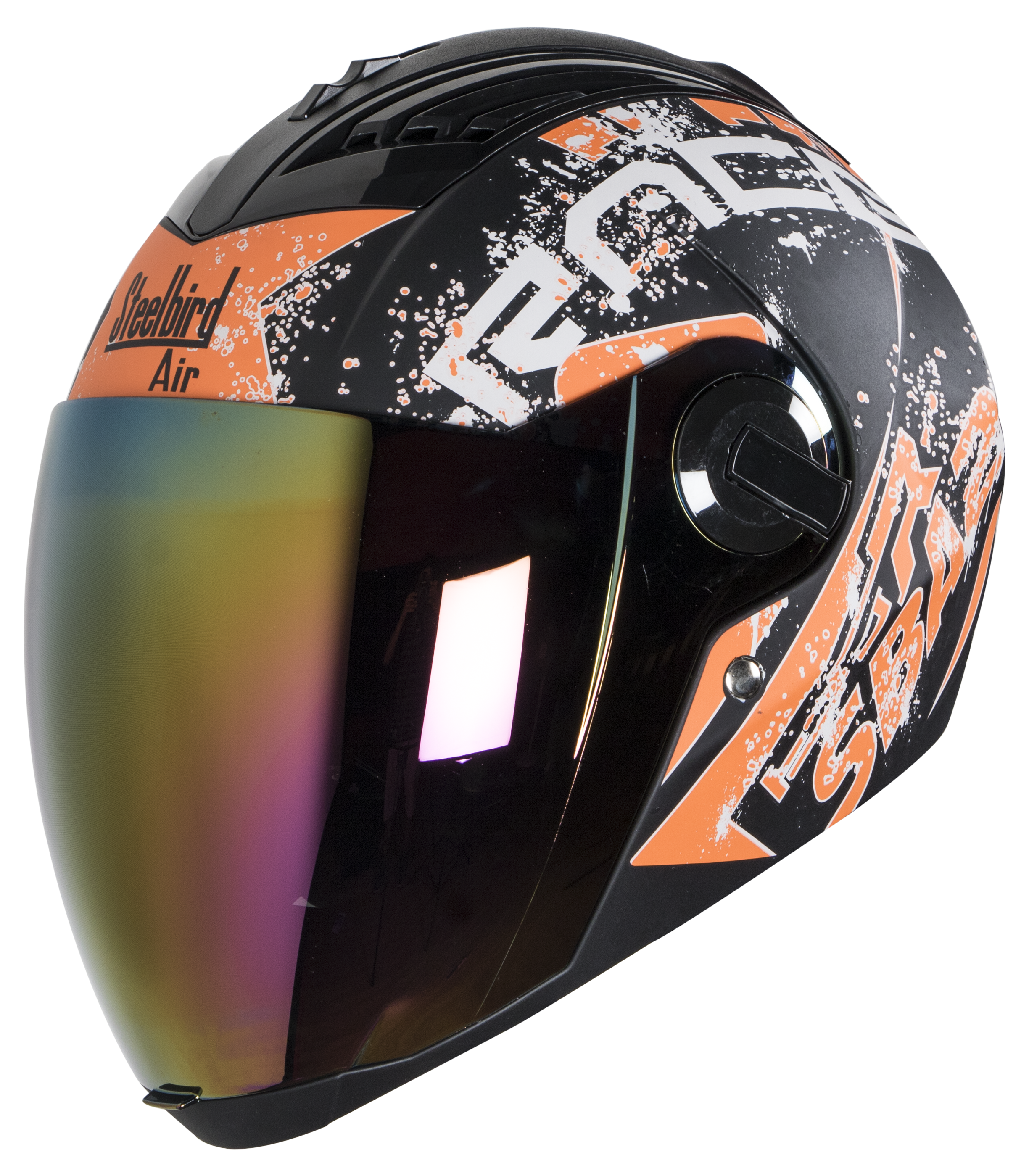SBA-2 Race Mat Black Orange ( Fitted With Clear Visor  Extra Gold Chrome Visor Free)