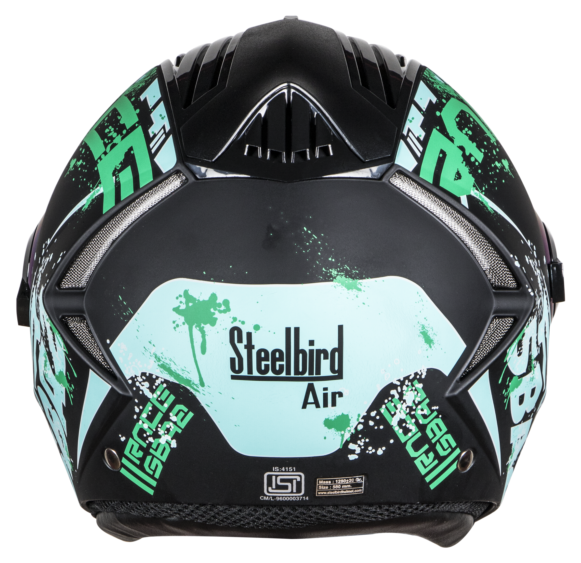 SBA-2 Race Mat Black With Green ( Fitted With Clear Visor  Extra Rainbow Chrome Visor Free)