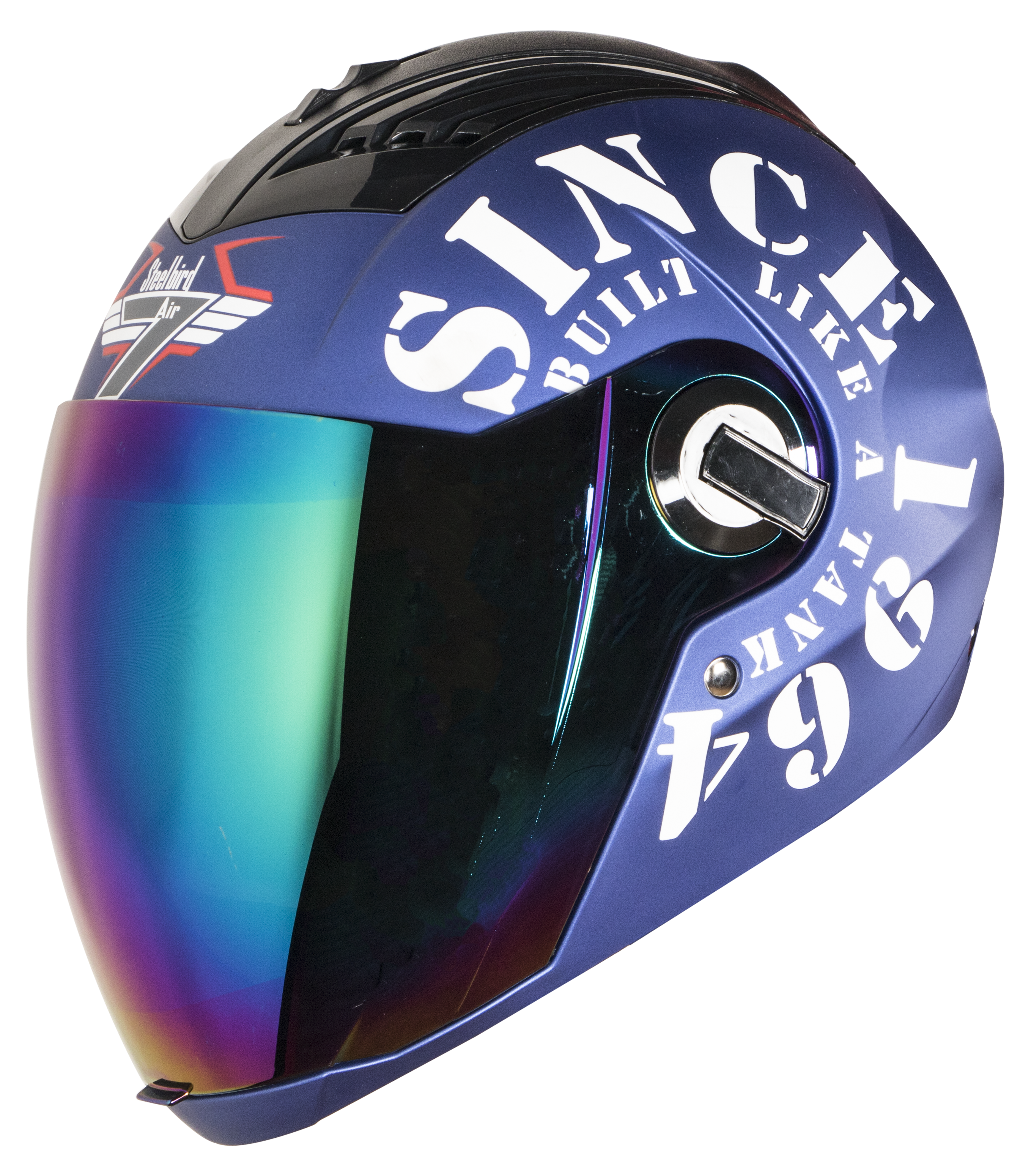 SBA-2 Tank Mat Y.Blue With White ( Fitted With Clear Visor  Extra Blue Chrome Visor Free)