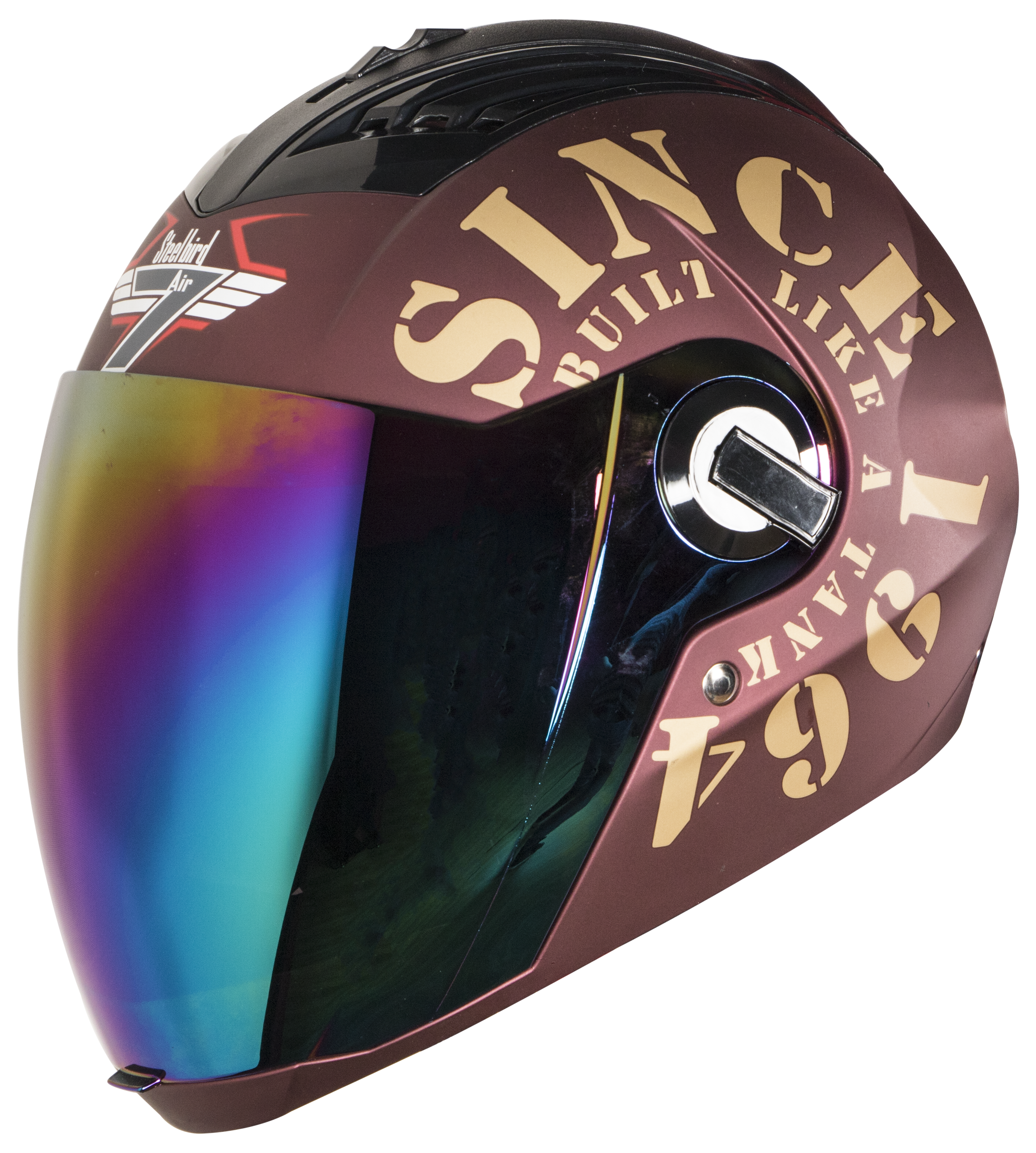 SBA-2 Tank Mat Maroon With Gold  ( Fitted With Clear Visor  Extra Rainbow Chrome Visor Free)