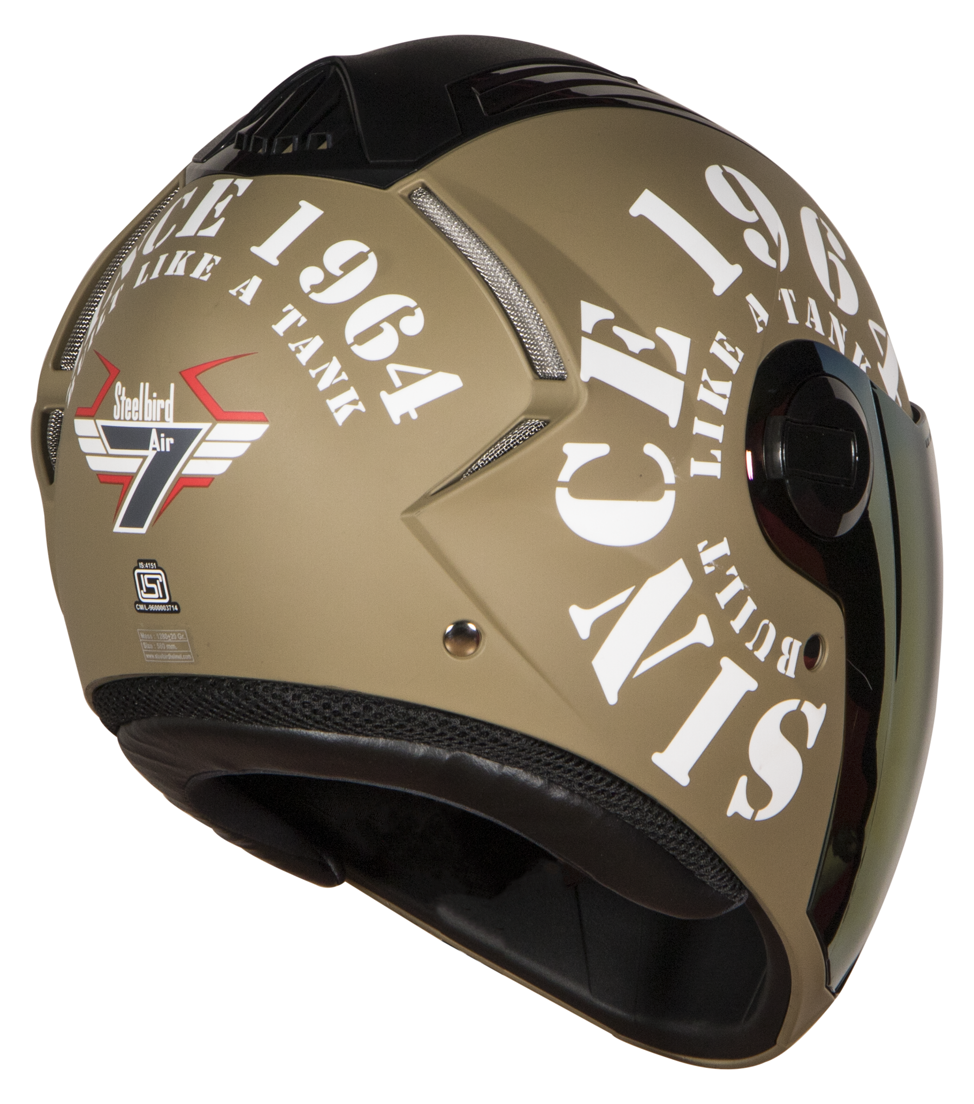 SBA-2 Tank Mat Desert Storm With White ( Fitted With Clear Visor  Extra Gold Chrome Visor Free)