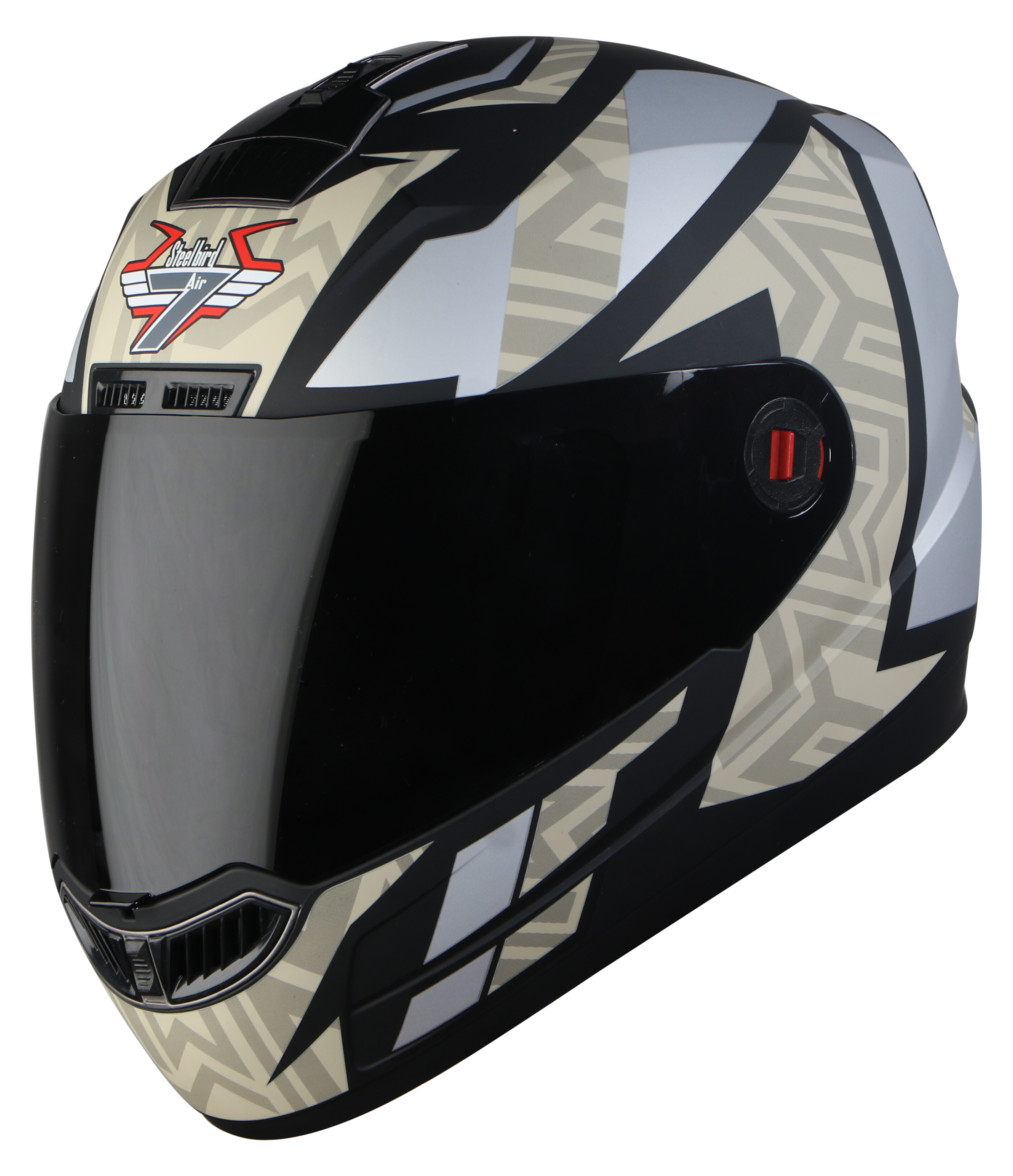 Steelbird SBA-1 Cesar ISI Certified Full Face Graphic Helmet (Matt Black Desert Storm with Smoke Visor)