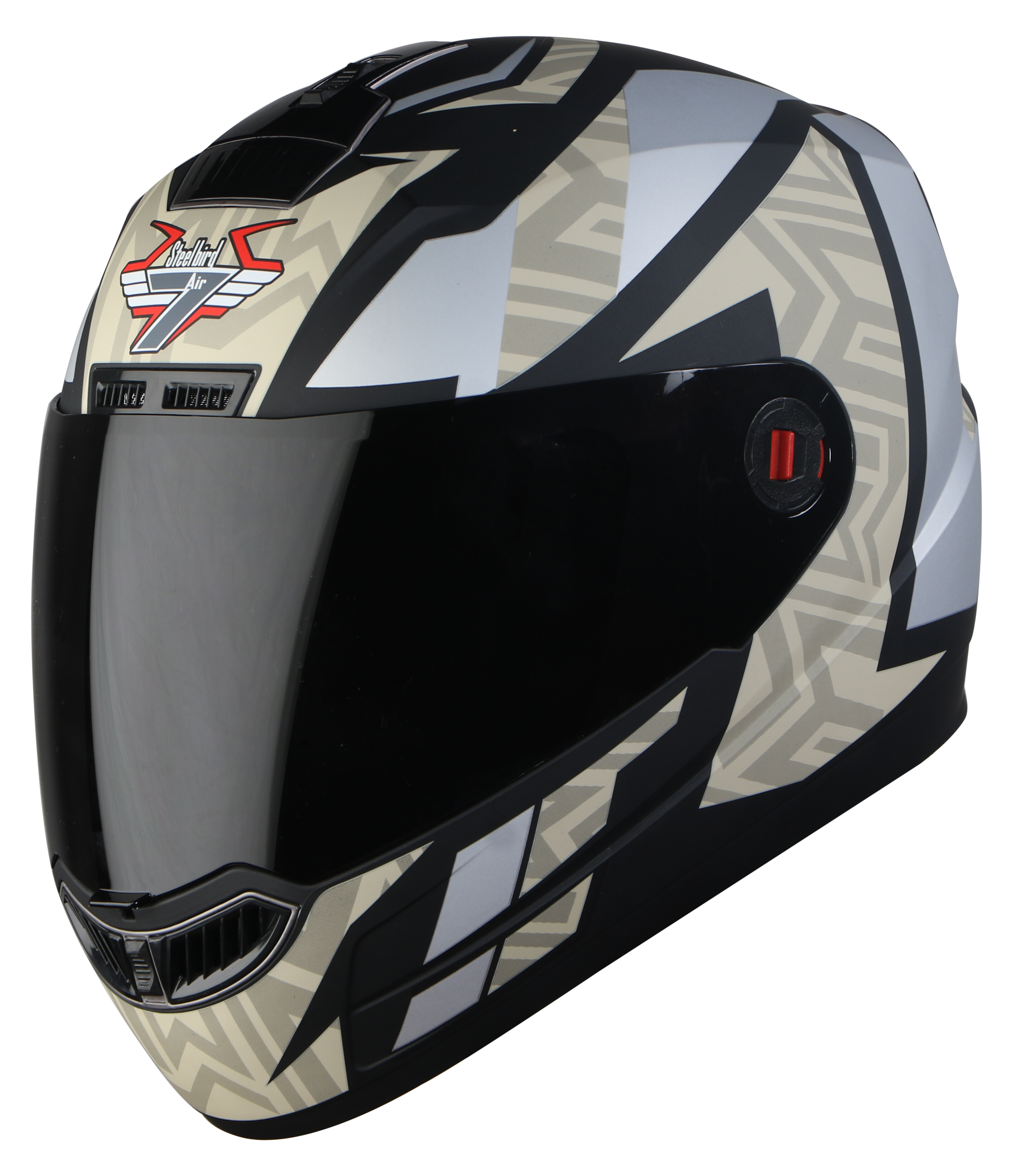 Steelbird SBA-1 Cesar ISI Certified Full Face Graphic Helmet (Matt Black Desert Storm With Smoke Visor)