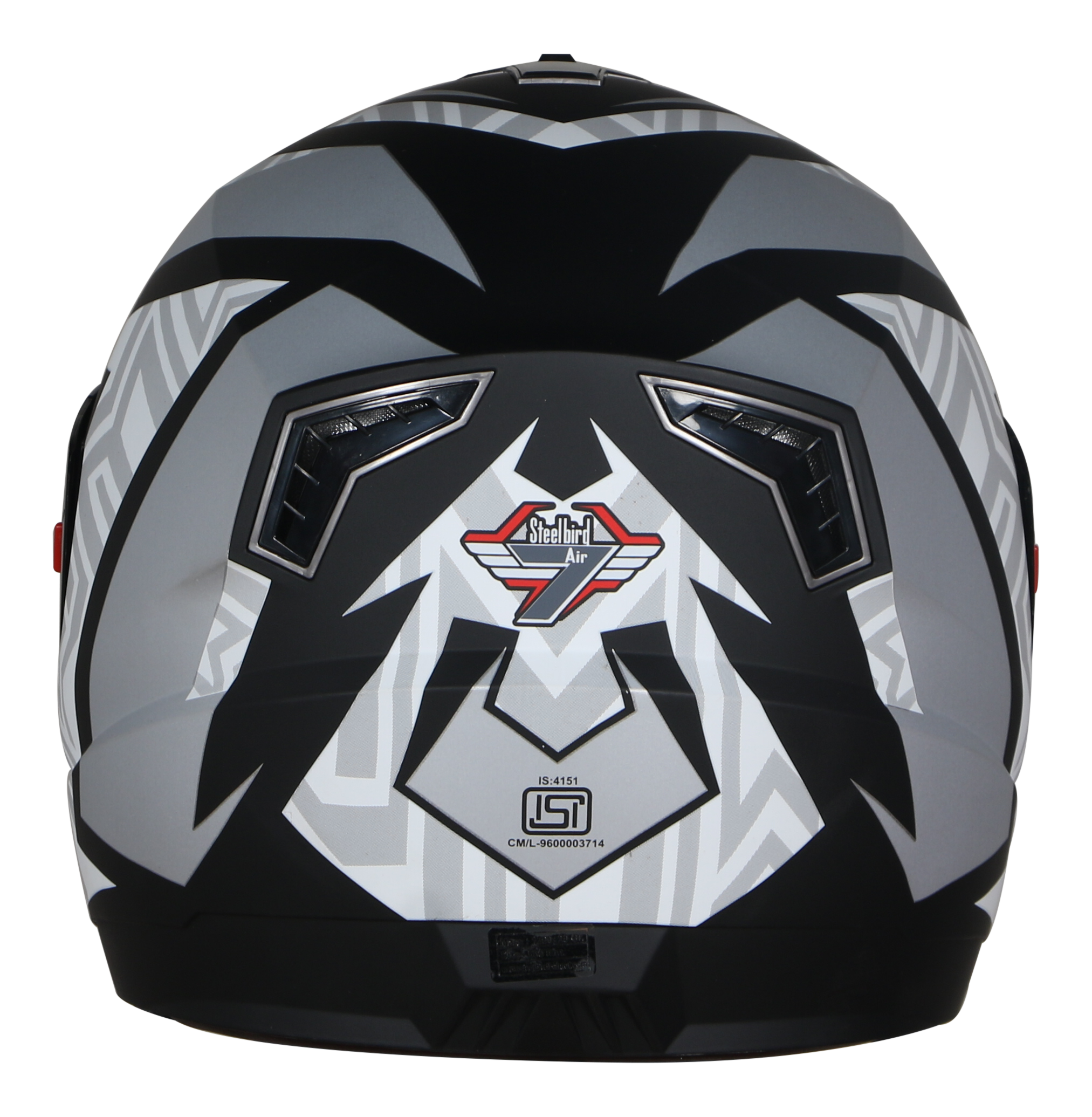 Steelbird SBA-1 Cesar ISI Certified Full Face Graphic Helmet (Matt Black White With Smoke Visor)