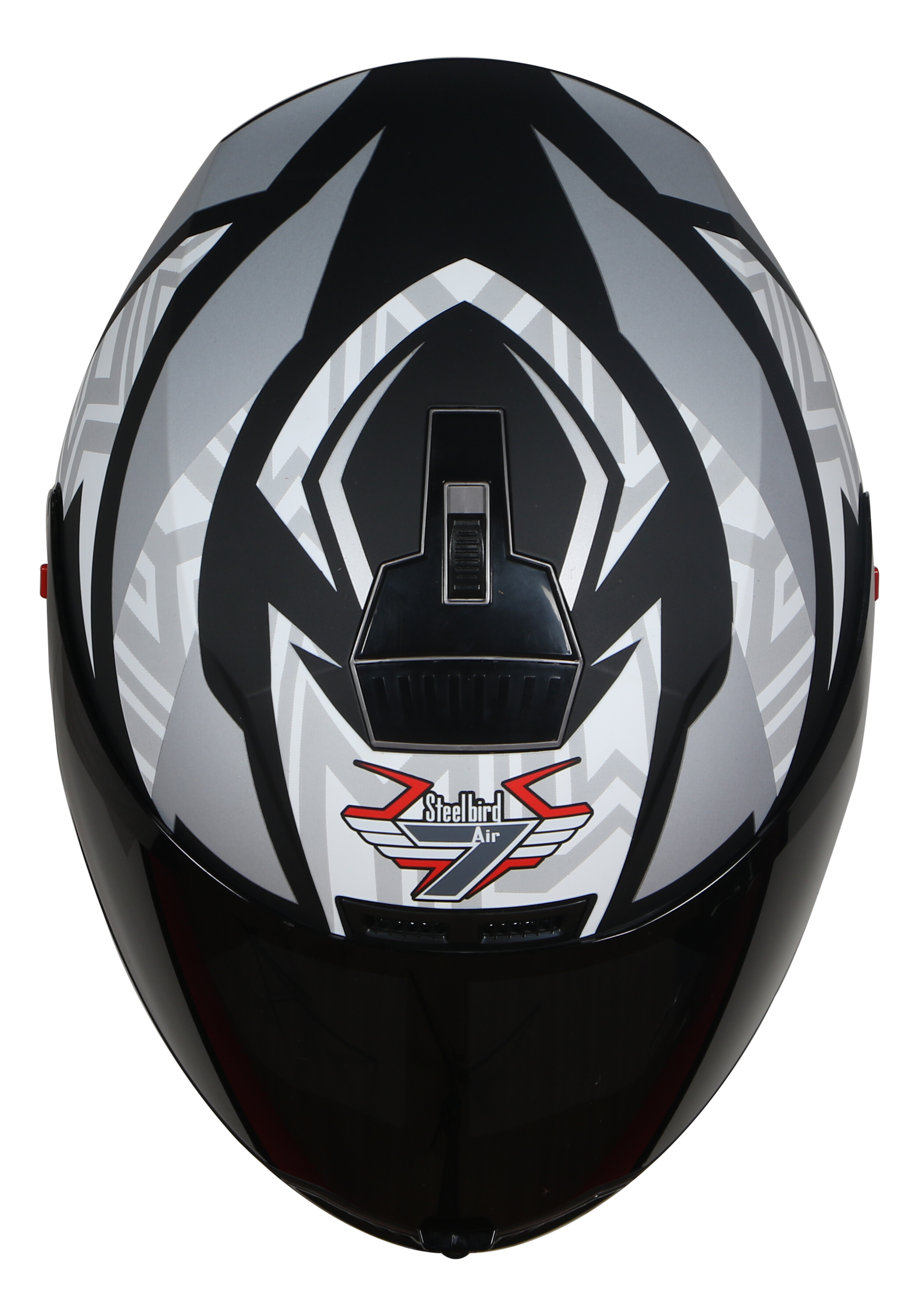 Steelbird SBA-1 Cesar ISI Certified Full Face Graphic Helmet (Matt Black White With Smoke Visor)
