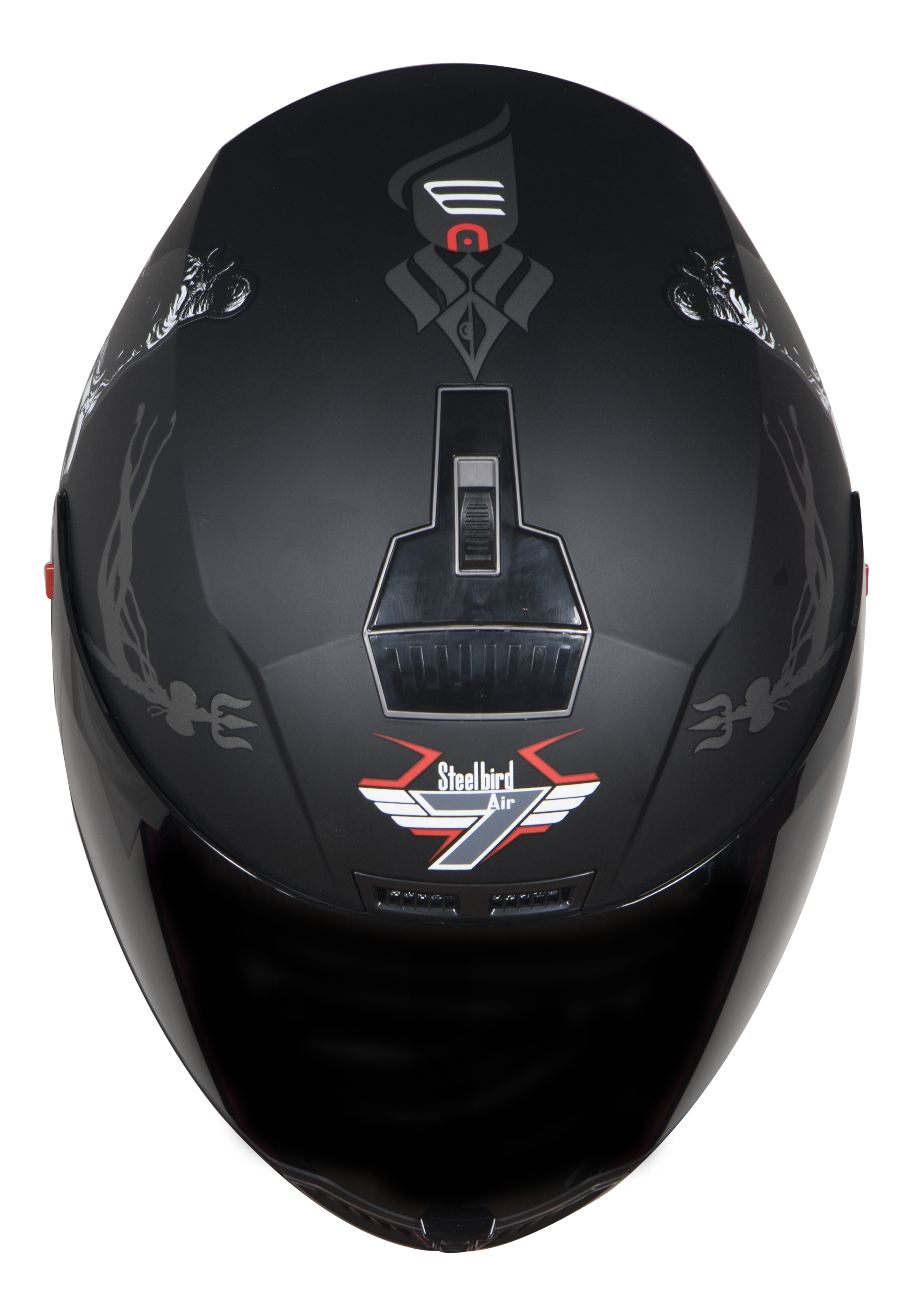 Steelbird SBA-1 Mahadev Full Face ISI Certified Graphic Helmet (Matt Black White With Smoke Visor)