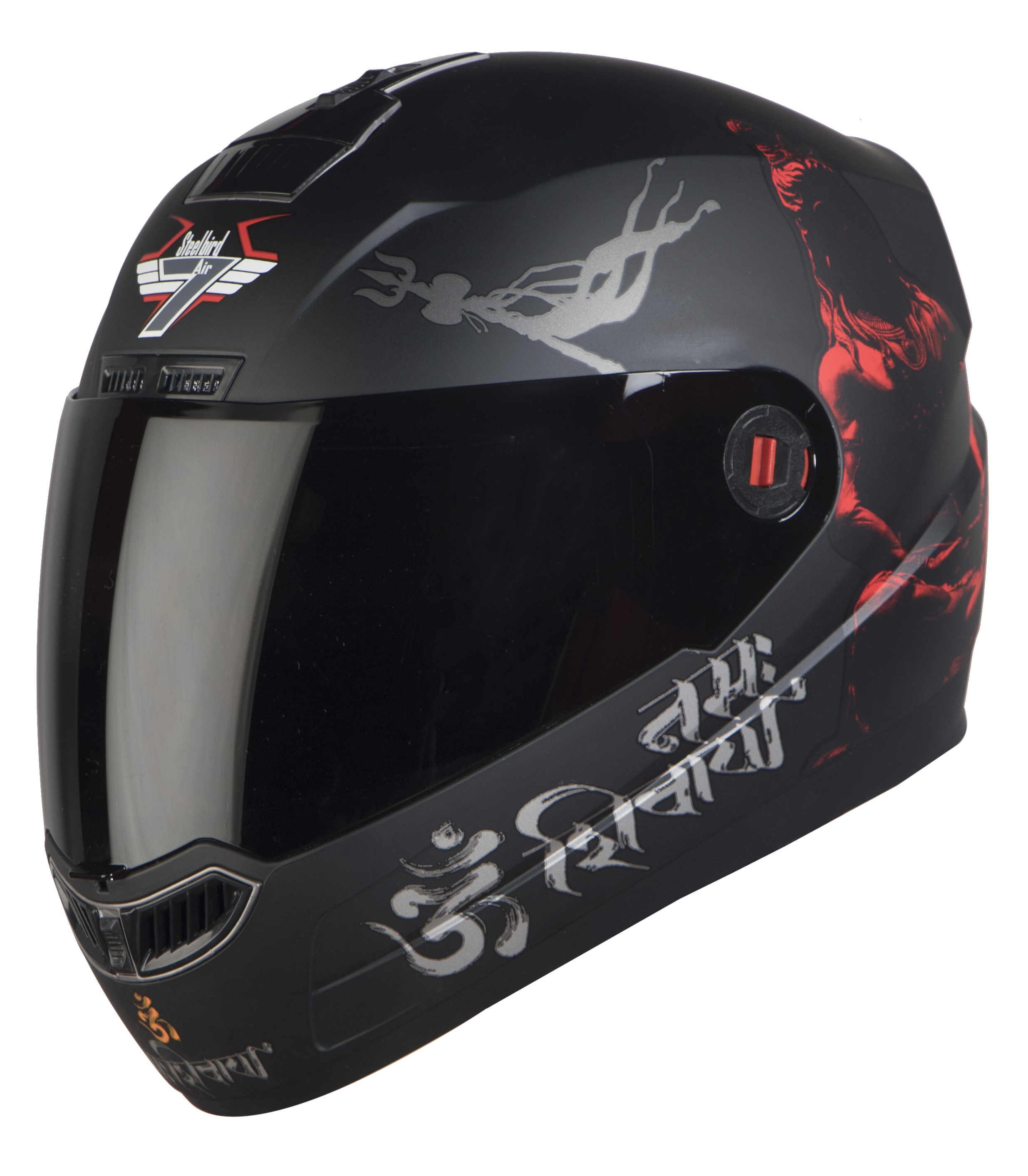 Steelbird SBA-1 Mahadev ISI Certified Full Face Helmet (Matt Black Red with Smoke Visor)