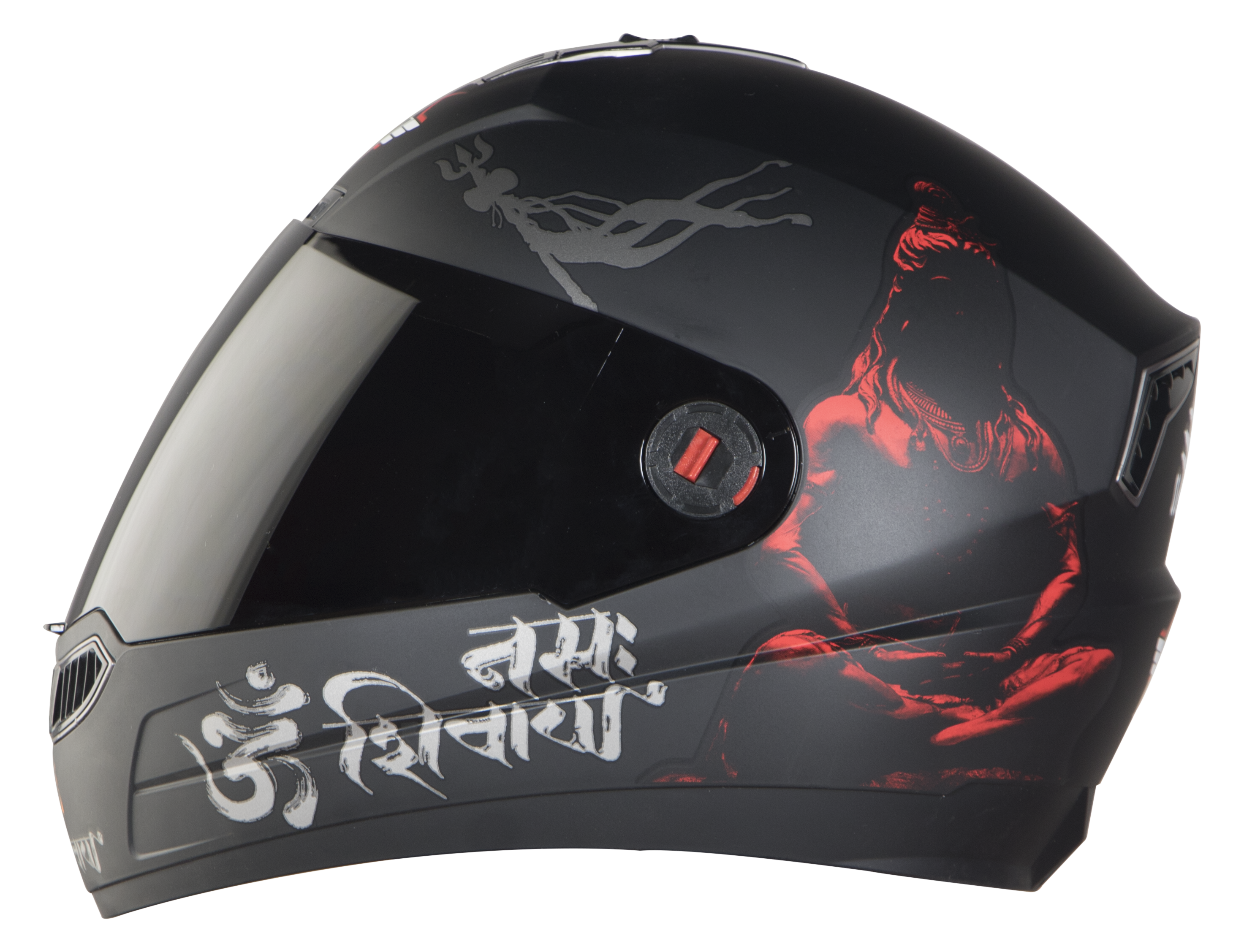 Steelbird SBA-1 Mahadev ISI Certified Full Face Helmet (Matt Black Red With Smoke Visor)