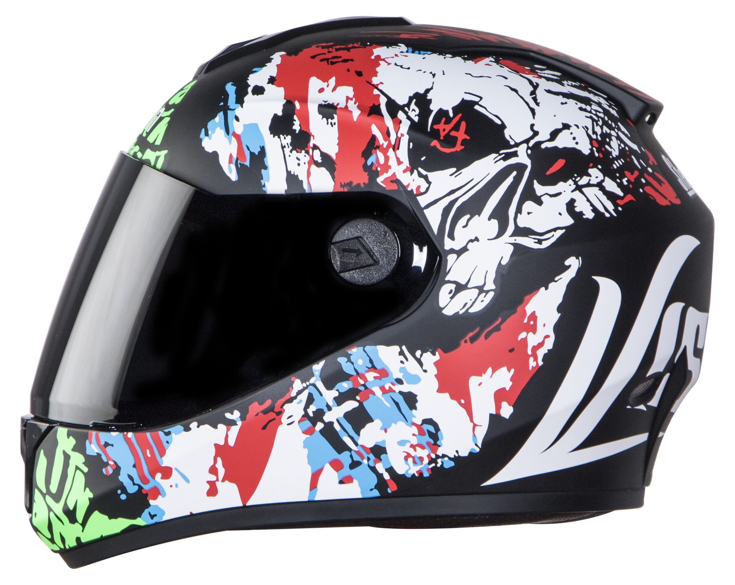 SBH-11 Vision Skull Mat Black With Red( Fitted With Clear Visor Extra Smoke Visor Free)
