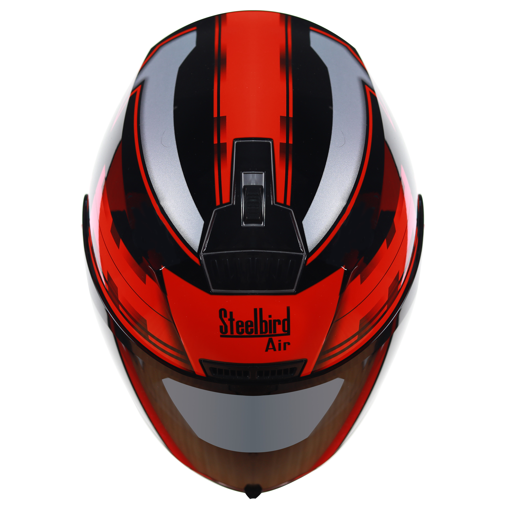 SBA-1 3D Design Mat Black With Red And Silver ( Fitted With Clear Visor  Extra Smoke Visor Free)
