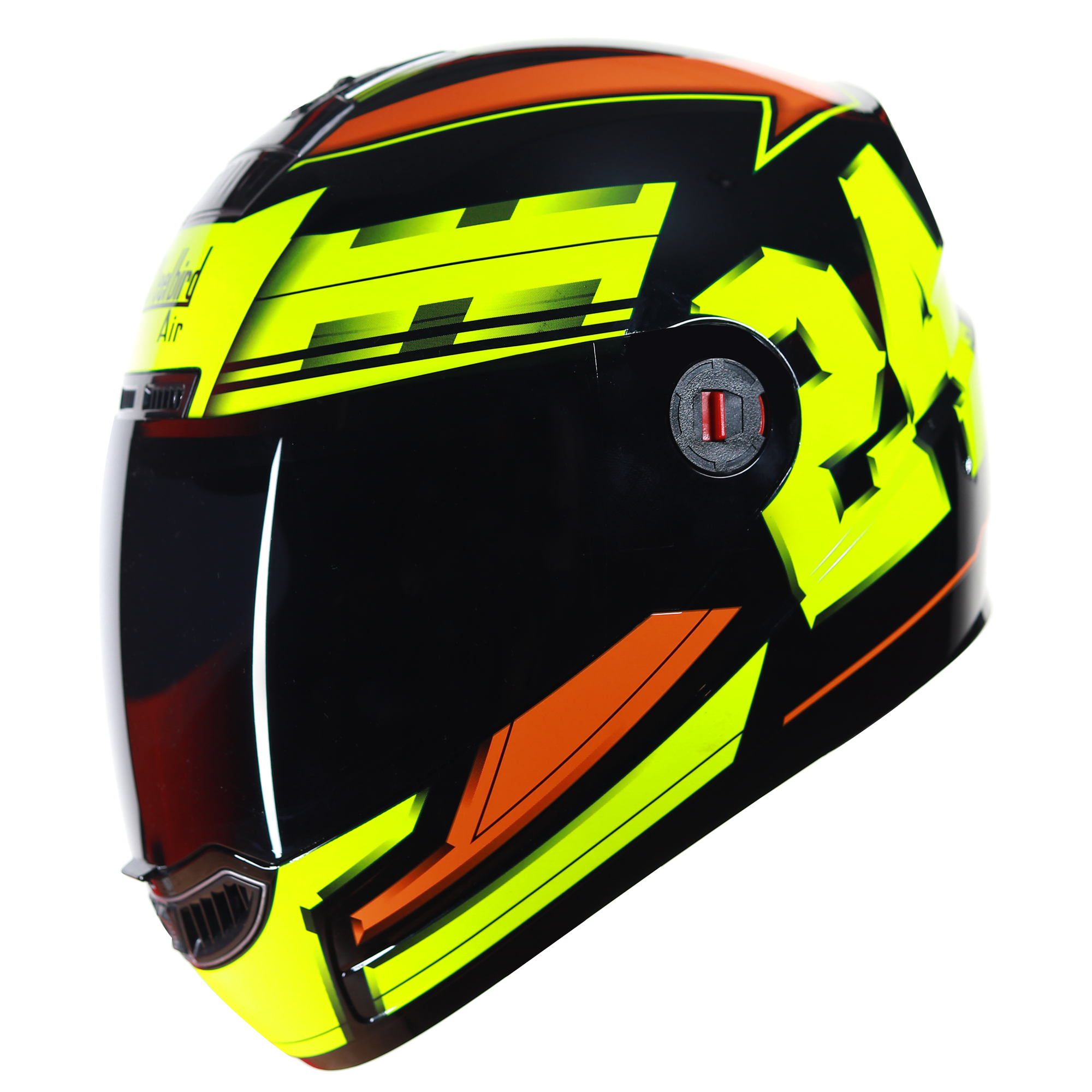 SBA-1 3D Design Mat Black With Fluo Yellow With Orange ( Fitted With Clear Visor  Extra Smoke Visor Free)
