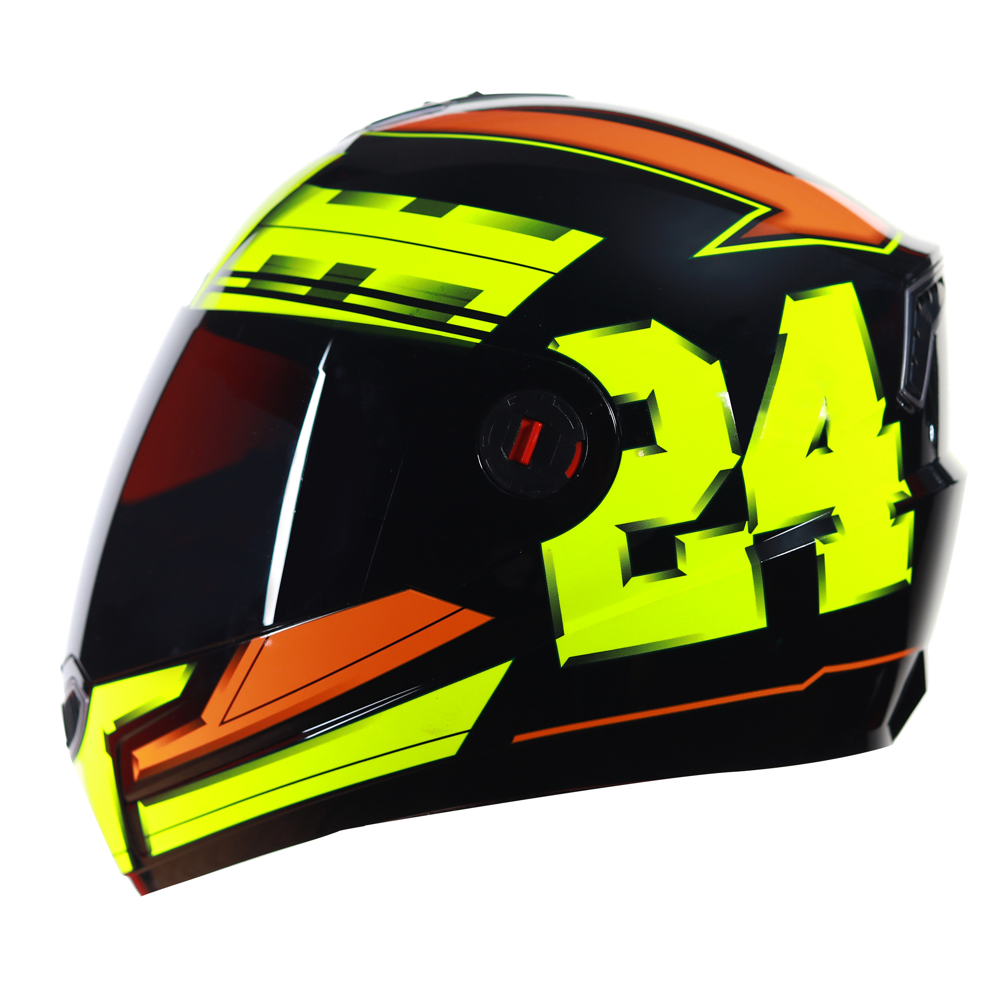 SBA-1 3D Design Mat Black With Fluo Yellow With Orange ( Fitted With Clear Visor  Extra Smoke Visor Free)