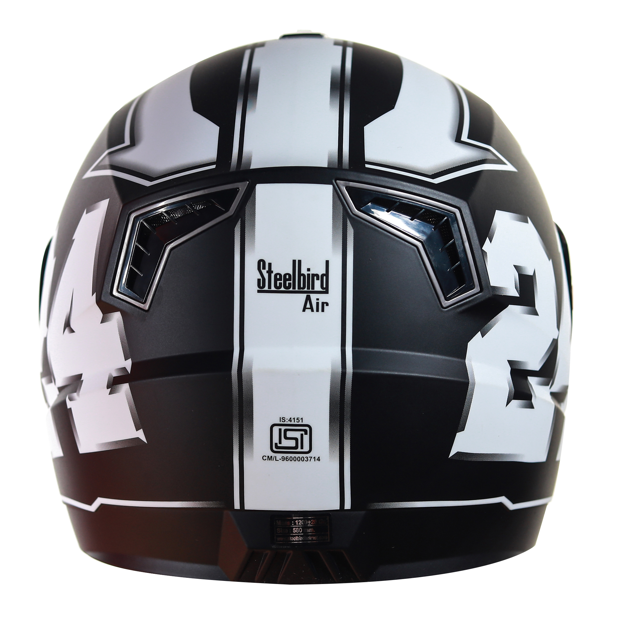 SBA-1 3D Design Mat Black With White And White ( Fitted With Clear Visor  Extra Smoke Visor Free)