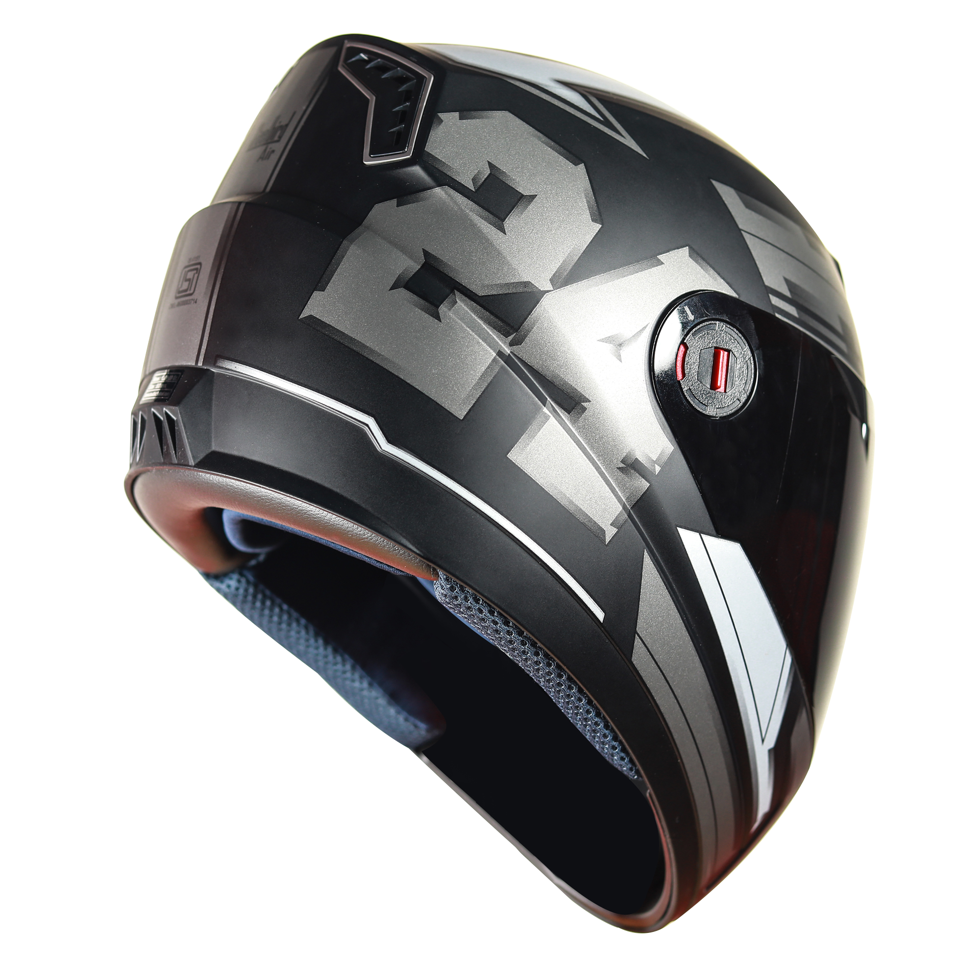 SBA-1 3D Design Mat Black With Grey And Silver ( Fitted With Clear Visor Extra Smoke Visor Free)