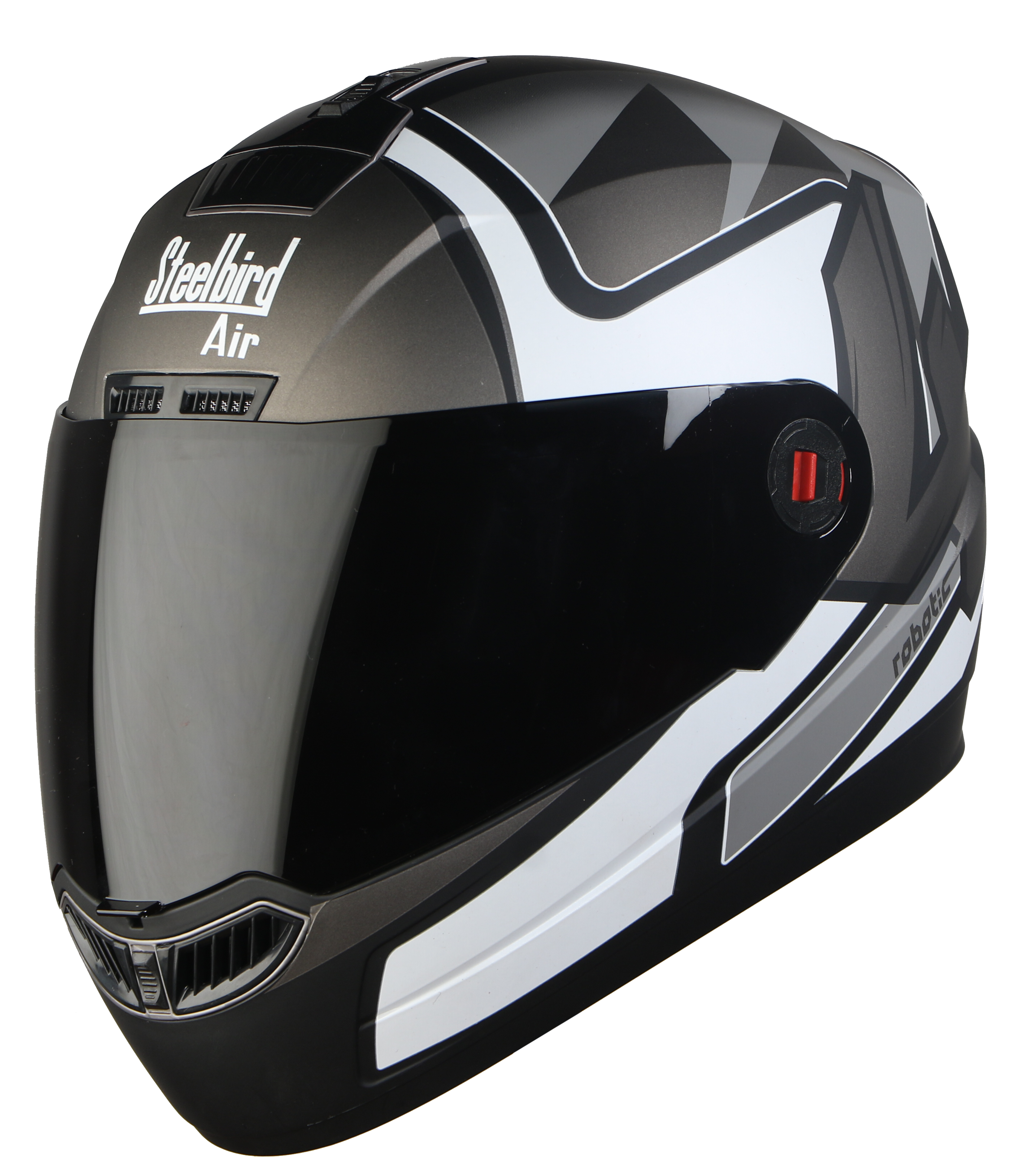 Steelbird SBA-1 Robotics ISI Certified Full-Up Helmet For Men And Women (Matt Black Grey With Smoke Visor)