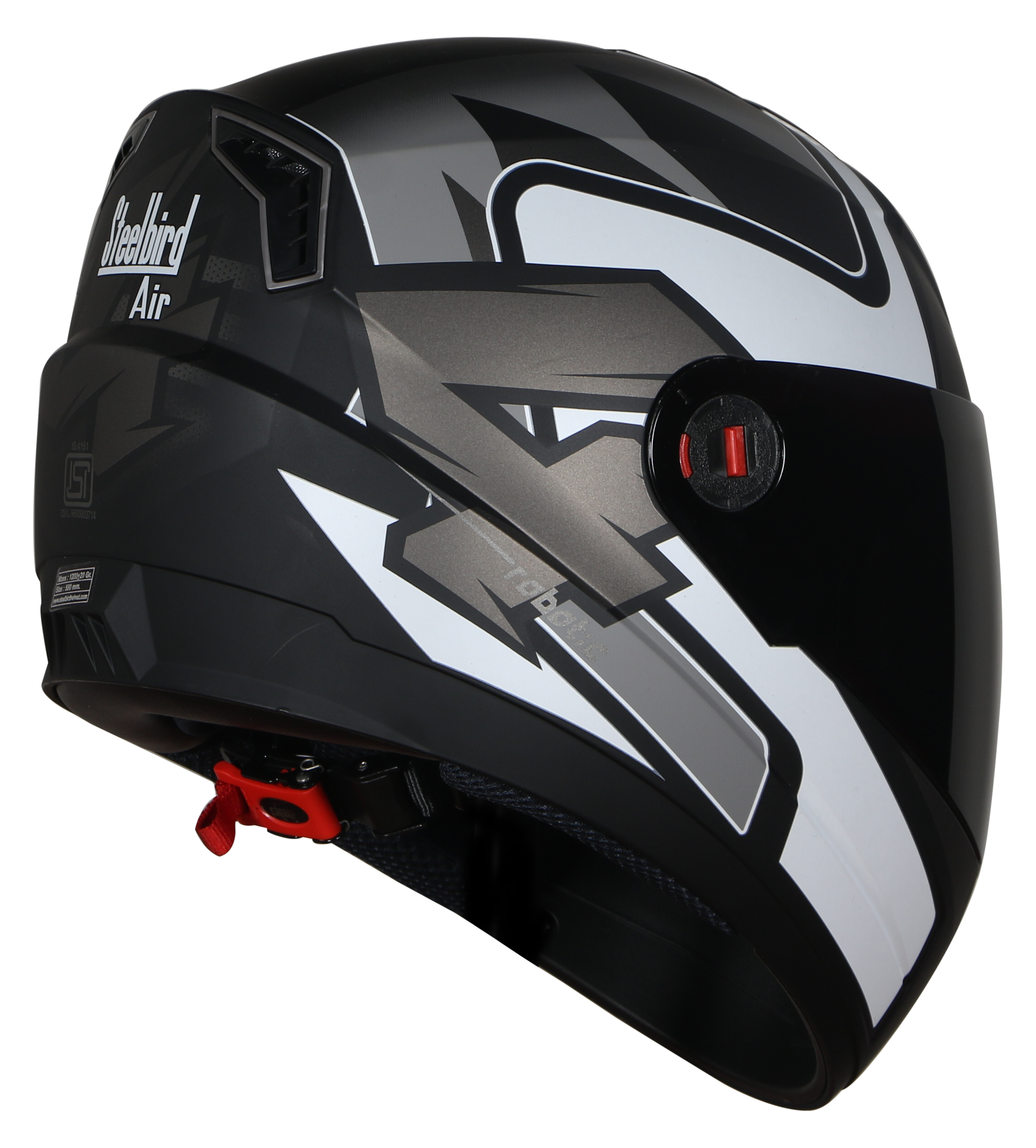 Steelbird SBA-1 Robotics ISI Certified Full-Up Helmet For Men And Women (Matt Black Grey With Smoke Visor)