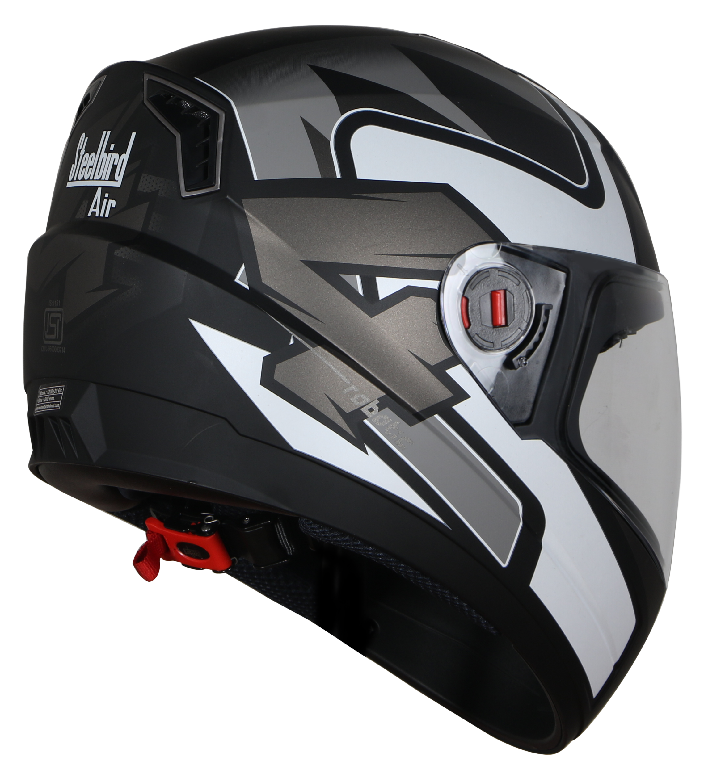 Steelbird SBA-1 Robotics ISI Certified Full-Up Helmet For Men And Women (Matt Black Grey With Clear Visor)